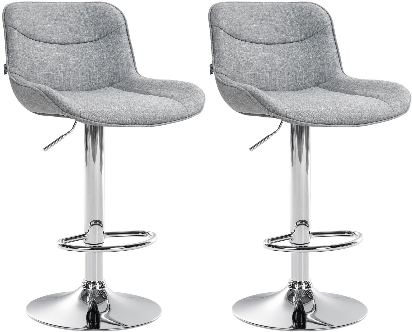CLP 2er Set Barhocker Vonore Stoff chrom Farbe: grau, Gestell Farbe: chrom