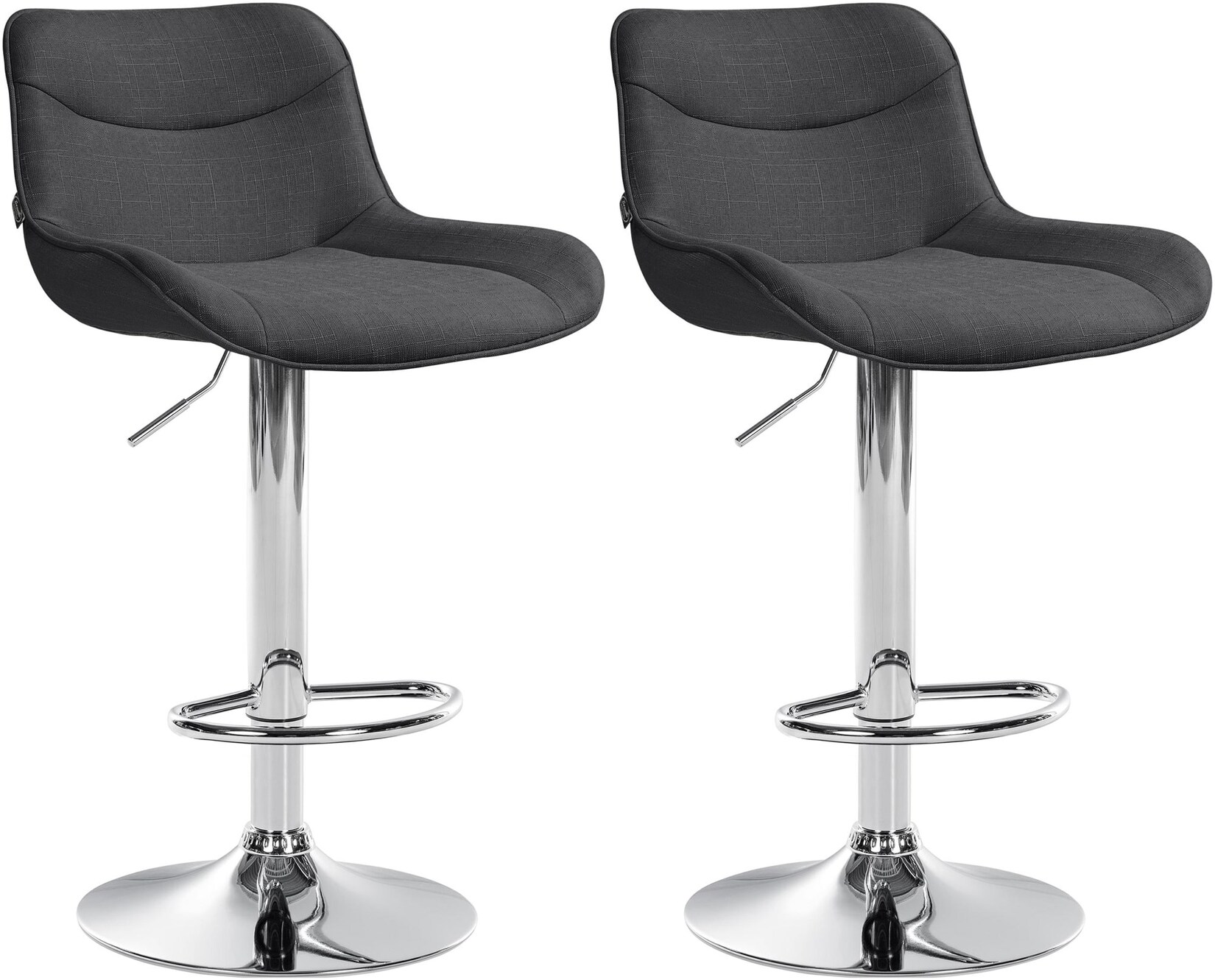 CLP 2er Set Barhocker Vonore Stoff chrom Farbe: dunkelgrau, Gestell Farbe: chrom