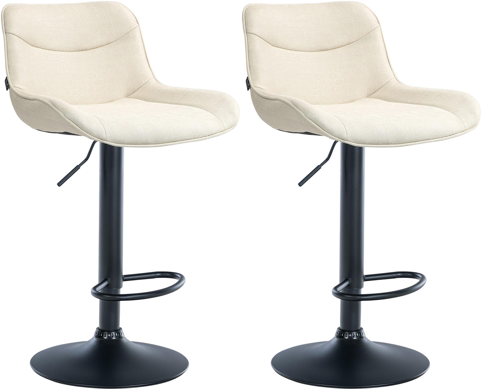 CLP 2er Set Barhocker Vonore Stoff I Mit Lehne, H&ouml;henverstellbar und 360 Grad drehbar I Mit Fu&szlig;st&uuml;tze, Metallgestell und Bodenschoner 