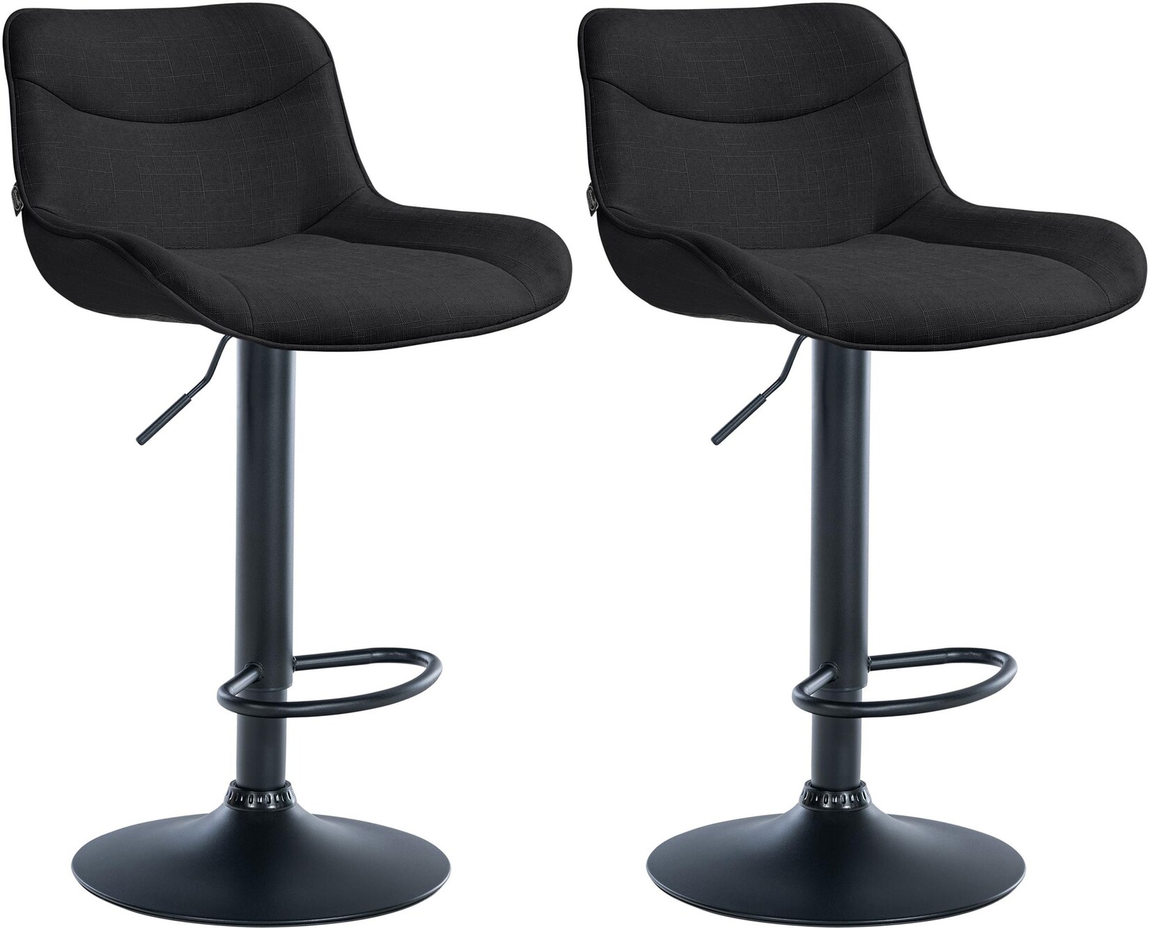 CLP 2er Set Barhocker Vonore Stoff schwarz Farbe: schwarz, Gestell Farbe: schwarz