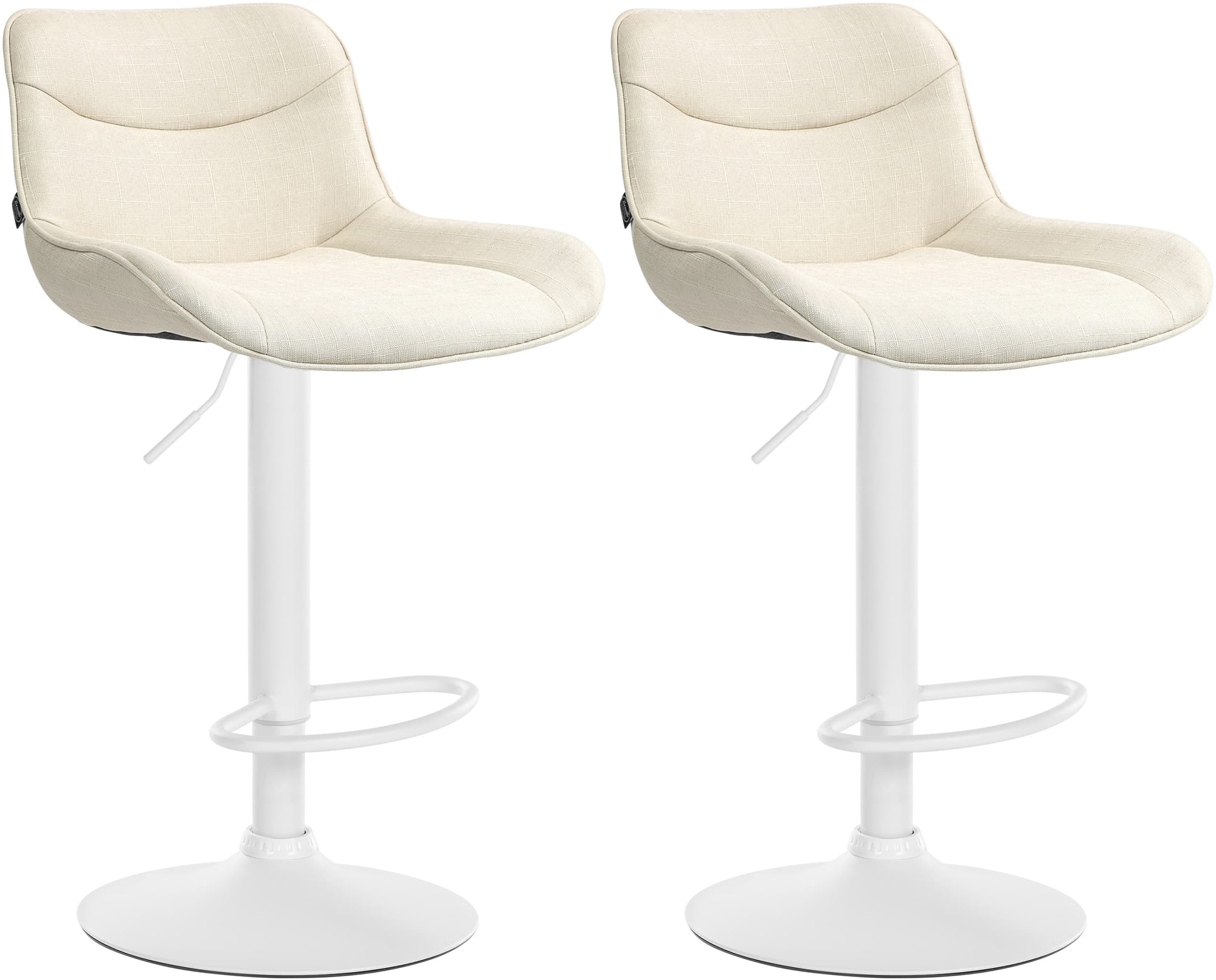 CLP 2er Set Barhocker Vonore Stoff I Mit Lehne, H&ouml;henverstellbar und 360 Grad drehbar I Mit Fu&szlig;st&uuml;tze, Metallgestell und Bodenschoner 