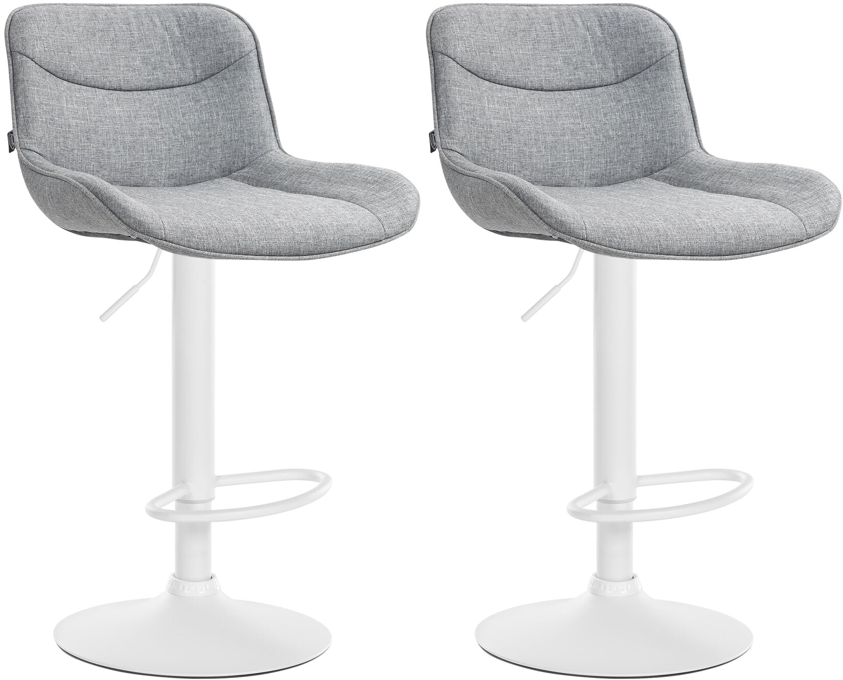 CLP 2er Set Barhocker Vonore Stoff weiß Farbe: grau, Gestell Farbe: weiß