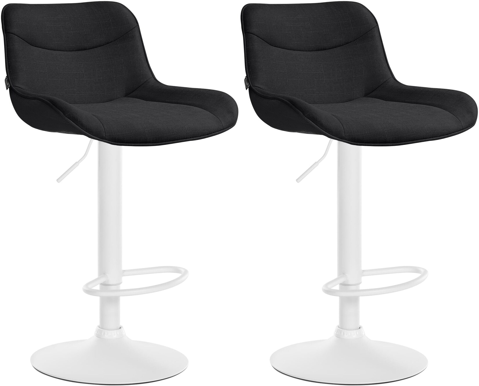 CLP 2er Set Barhocker Vonore Stoff weiß Farbe: schwarz, Gestell Farbe: weiß