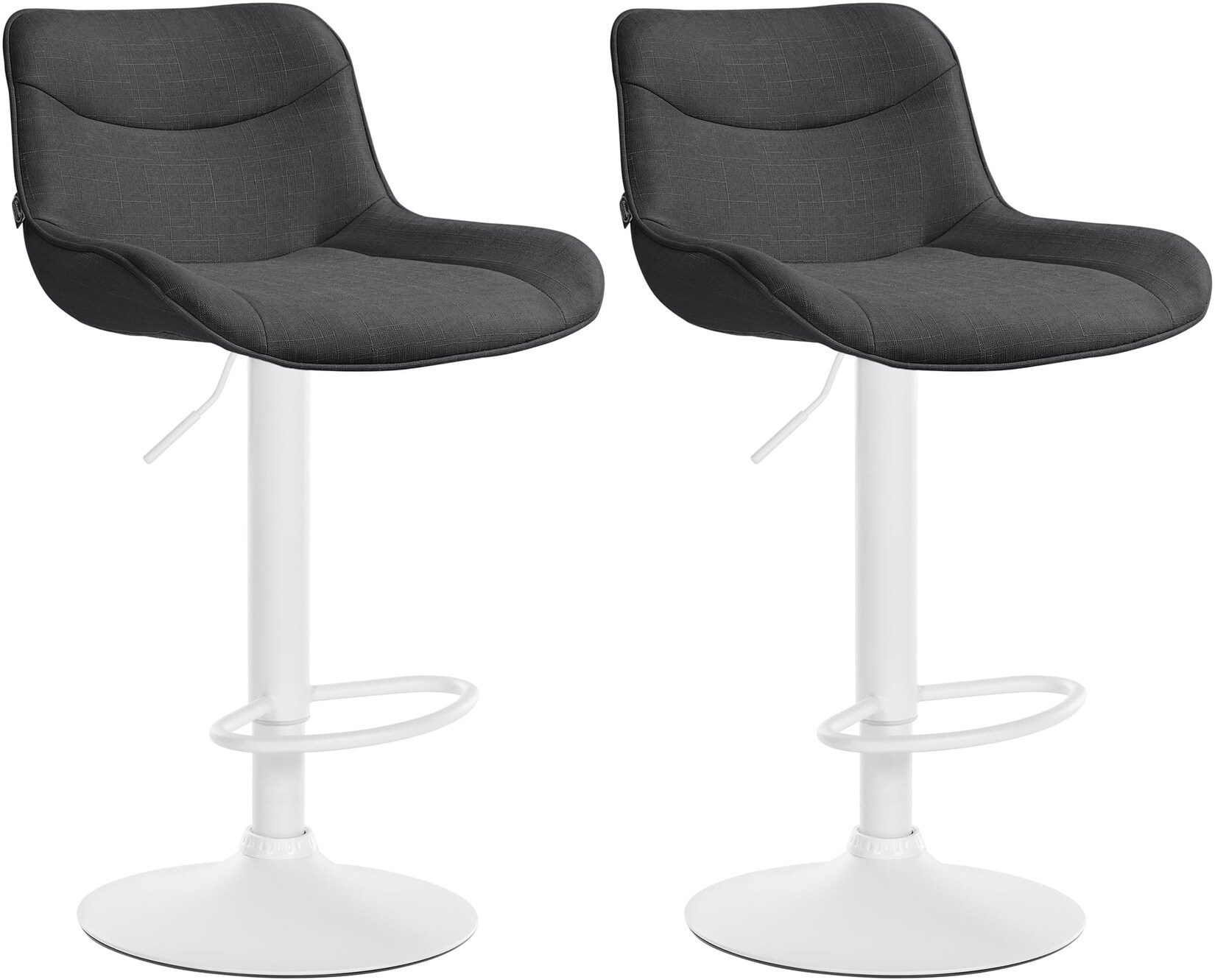 CLP 2er Set Barhocker Vonore Stoff weiß Farbe: dunkelgrau, Gestell Farbe: weiß
