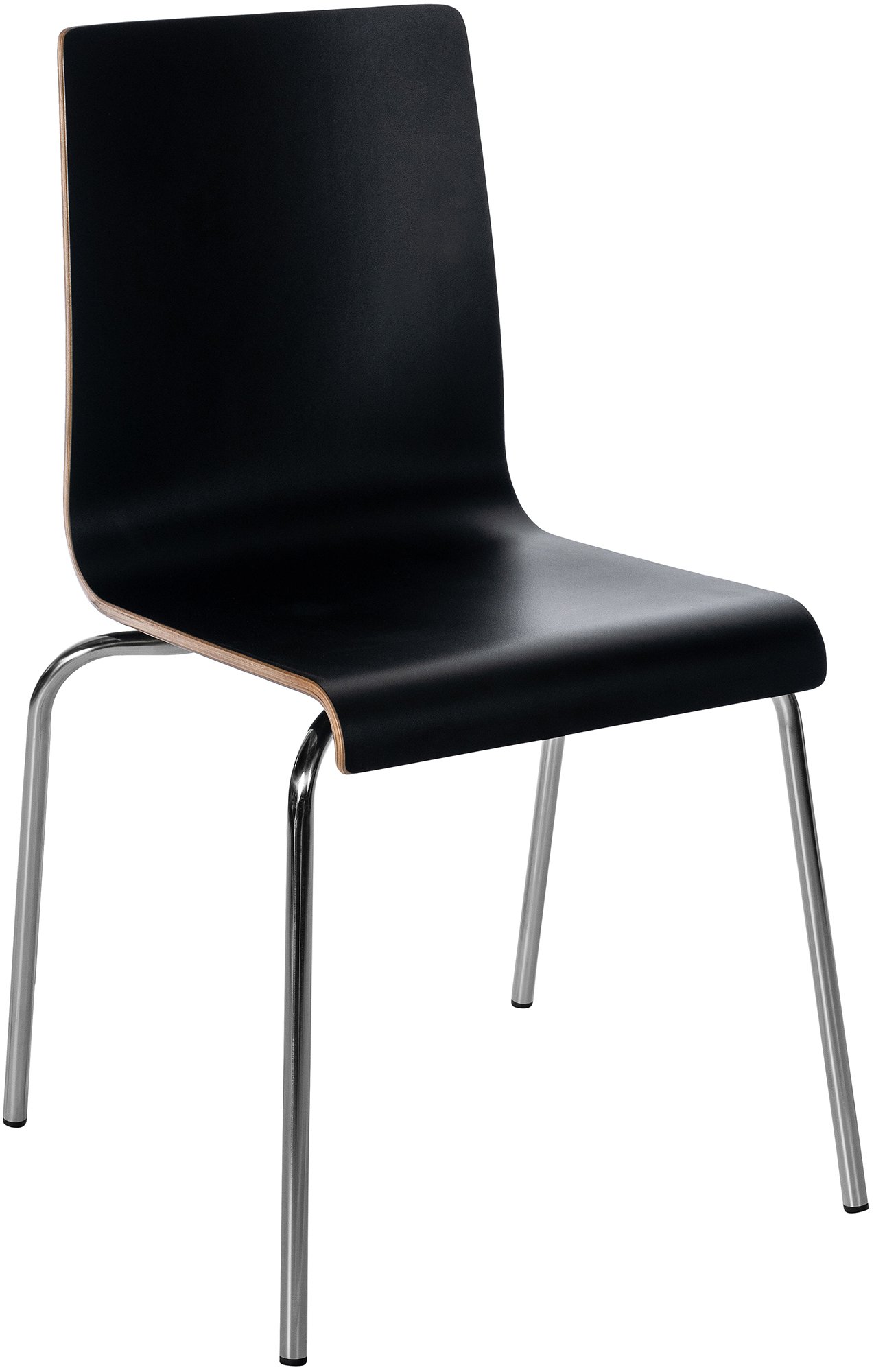 CLP Stuhl stapelbar Gahanna, Stapelstuhl aus Formholz mit HPL-Laminat, Stahlgestell verchromt belastbar bis 150 kg, Esszimmer und B&uuml;ro 