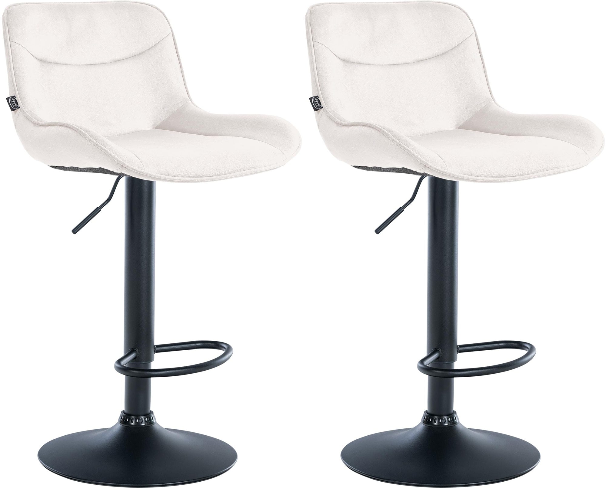 CLP 2er Set Barhocker Vonore Samt I H&ouml;henverstellbar mit Lehne, 360 Grad drehbar I Mit Fu&szlig;st&uuml;tze und Metallgestell 