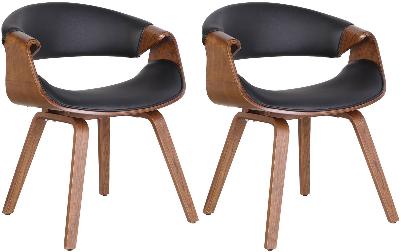 CLP 2er Set Esszimmerstuhl Foley Kunstleder - Farbe: eiche/schwarz, Material: Kunstleder
