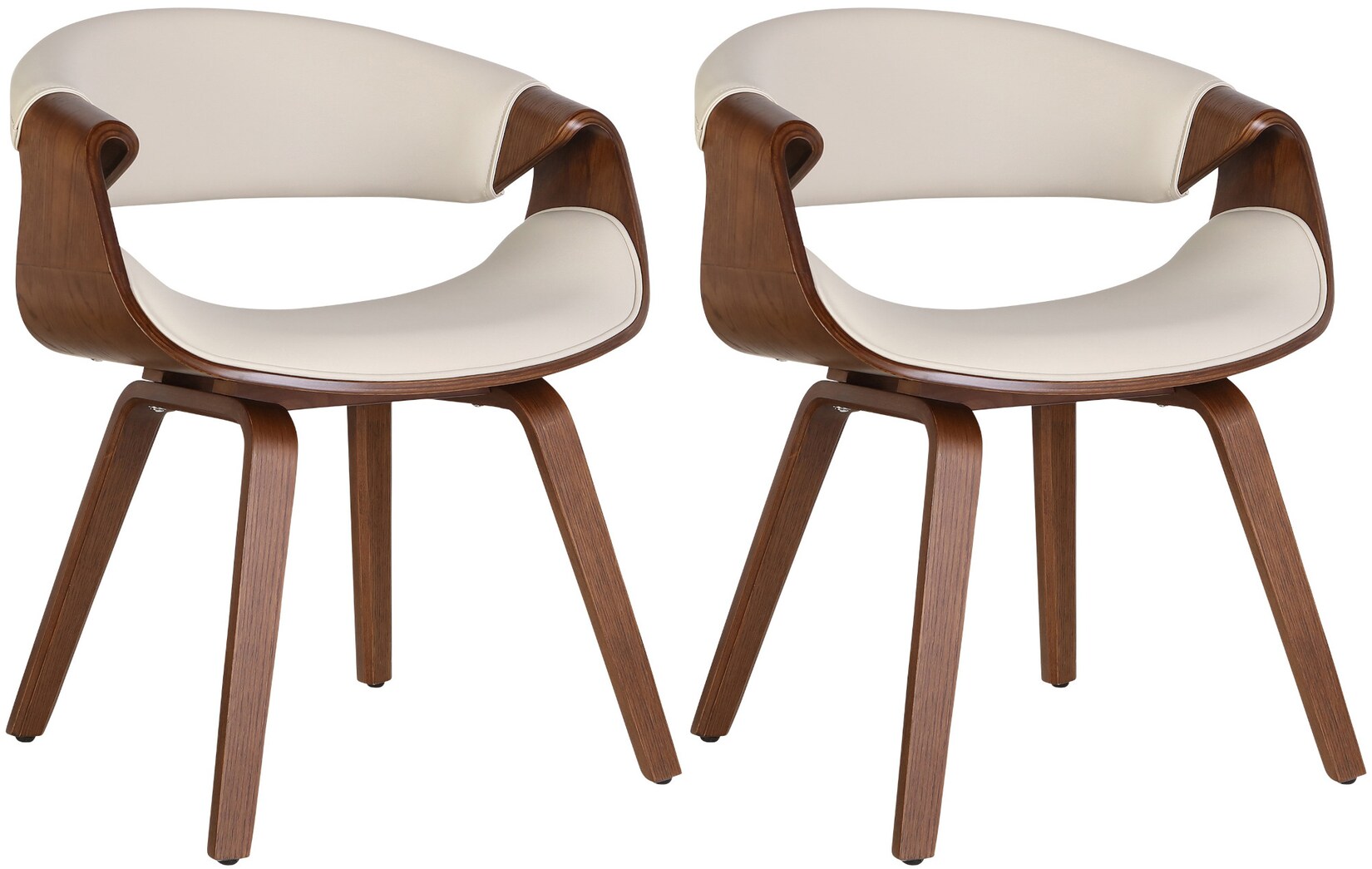 CLP 2er Set Esszimmerstuhl Foley Kunstleder - Material: Kunstleder, Farbe: eiche/creme