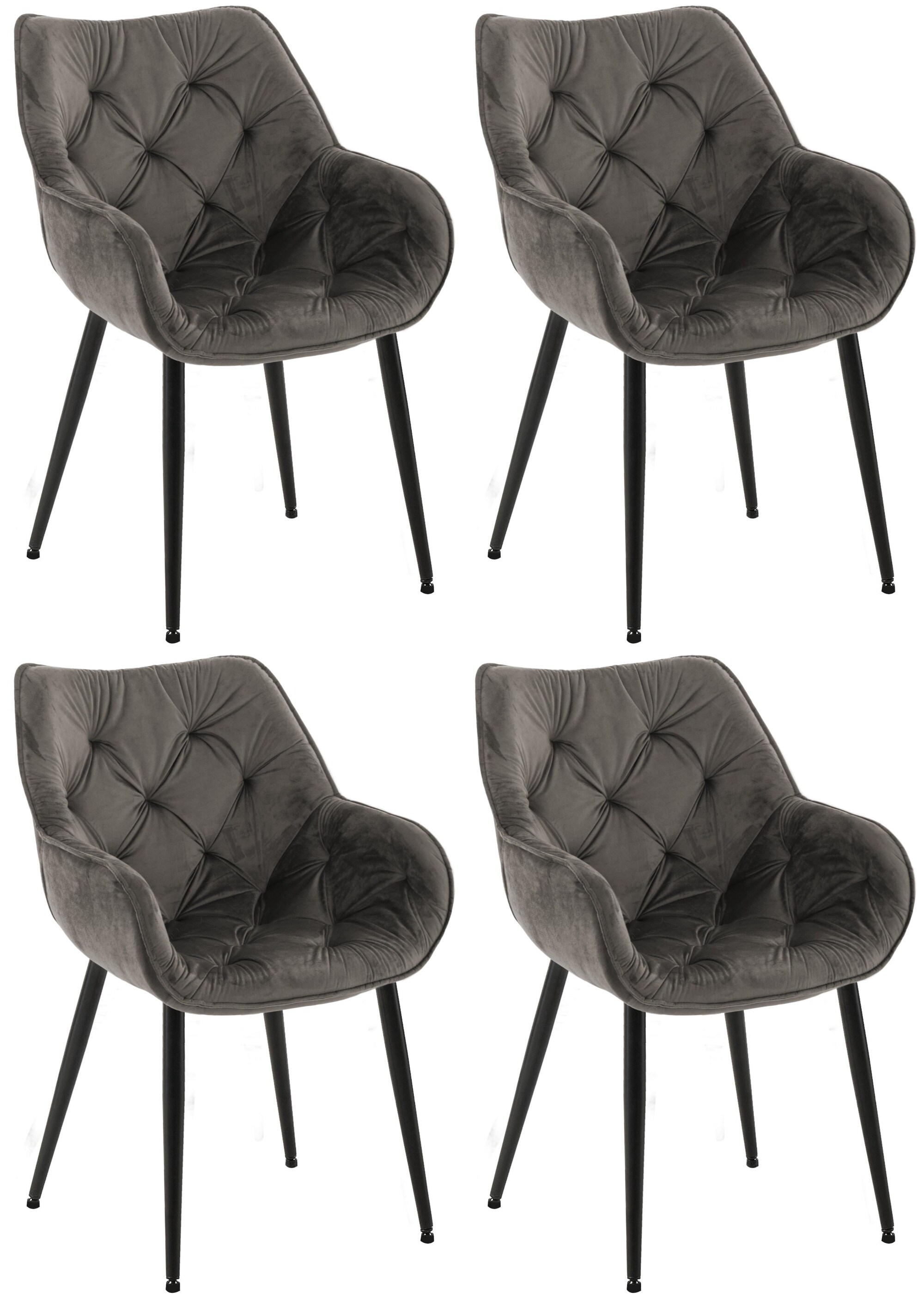 CLP 4er Set Stuhl Tanna Samt I Gesteppter Polsterstuhl I Esszimmerstuhl Mit Bodenschonern 