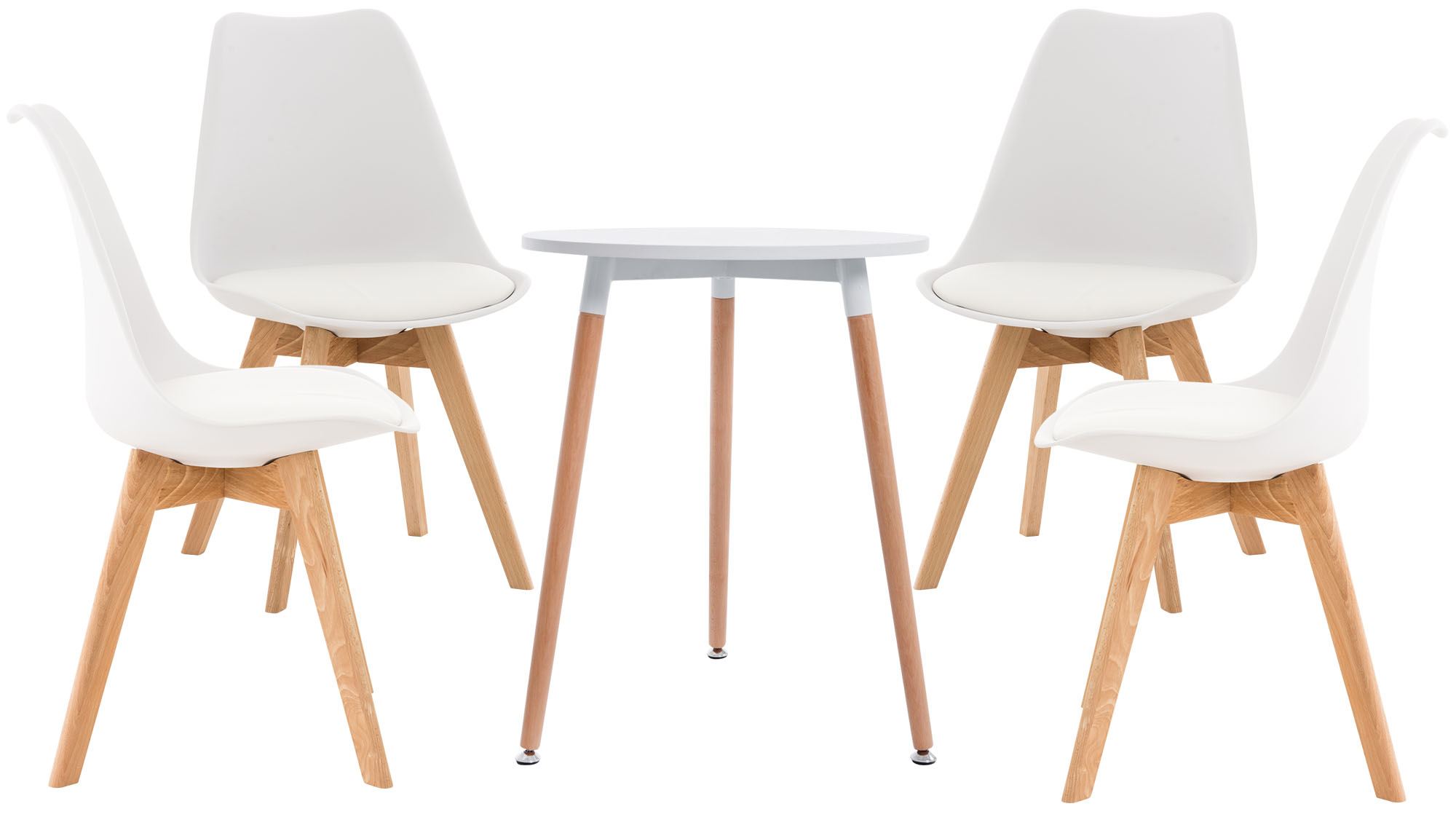 CLP Sitzgruppe Lamalie I Set aus 4x Stuhl Linares und 1x Tisch Amalie I runde Tischplatte &Oslash; 60 cm I Moderne Essgruppe 