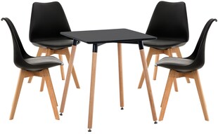CLP Sitzgruppe Liborg I Set aus 4x Stuhl Linares und 1x Tisch Viborg I Quadratische Tischplatte 60 x 60 cm I Moderne Essgruppe 