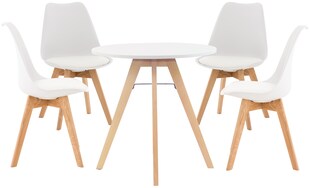 CLP Sitzgruppe Livik I Set aus 4x Stuhl Linares und 1x Tisch Viktor I runde Tischplatte Ø 75 cm I Moderne Essgruppe 