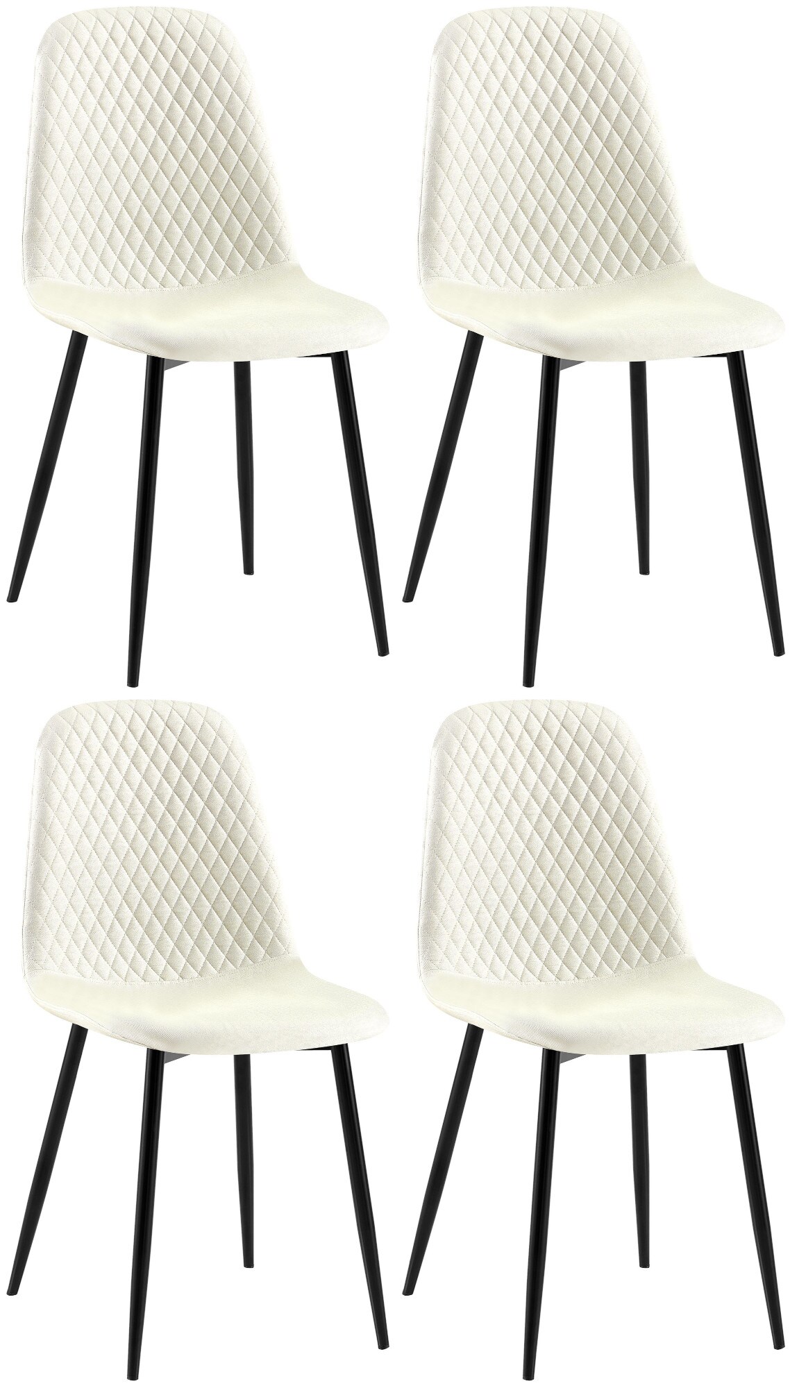 CLP 4er Set Esszimmerstuhl gepolstert Giverny, Stoffstuhl mit Ziern&auml;hten und Bodenschonern, Sessel belastbar bis 150 kg 