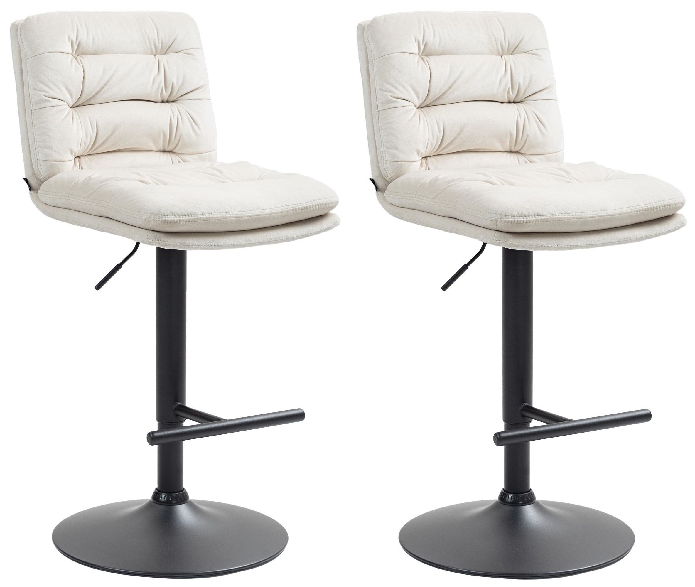 CLP 2er Set Barhocker Damar mit Samtbezug I Barstuhl h&ouml;henverstellbar und drehbar I gepolsterter Tresenhocker mit Fu&szlig;st&uuml;tze und R&uuml;ckenlehne 