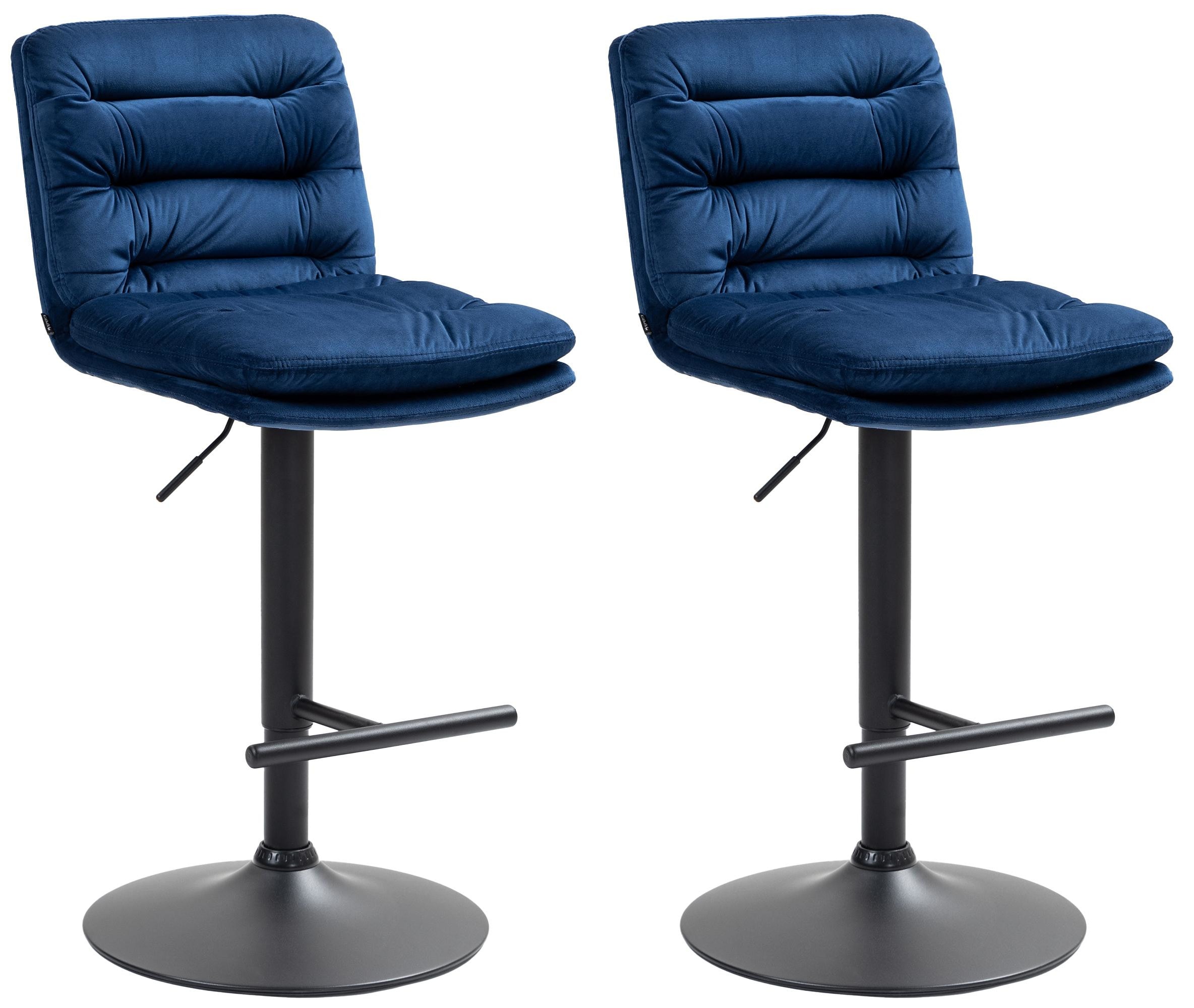 CLP 2er Set Barhocker Damar mit Samtbezug I Barstuhl h&ouml;henverstellbar und drehbar I gepolsterter Tresenhocker mit Fu&szlig;st&uuml;tze und R&uuml;ckenlehne 