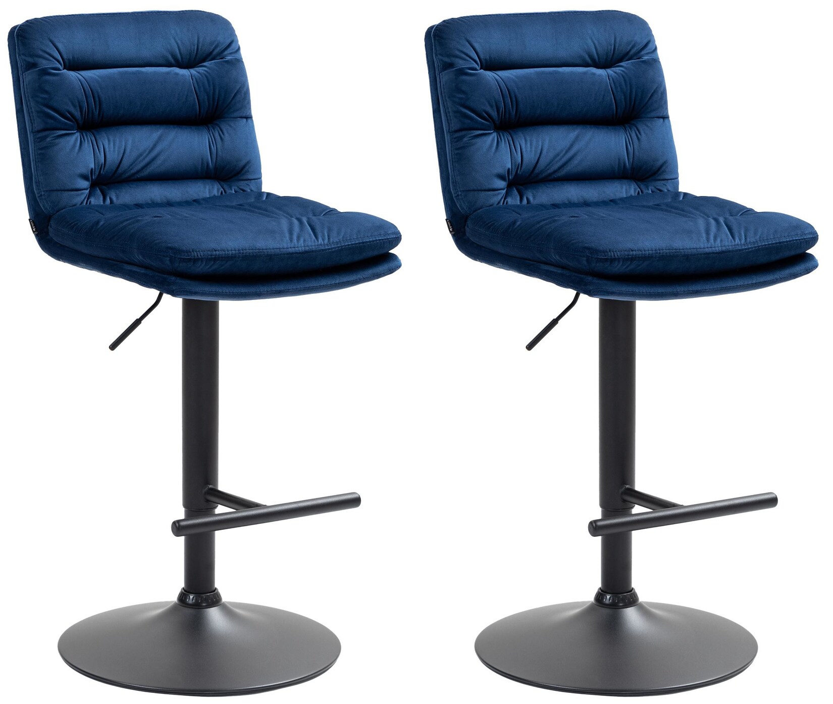 CLP 2er Set Barhocker Damar Samt schwarz Farbe: blau, Gestell Farbe: schwarz