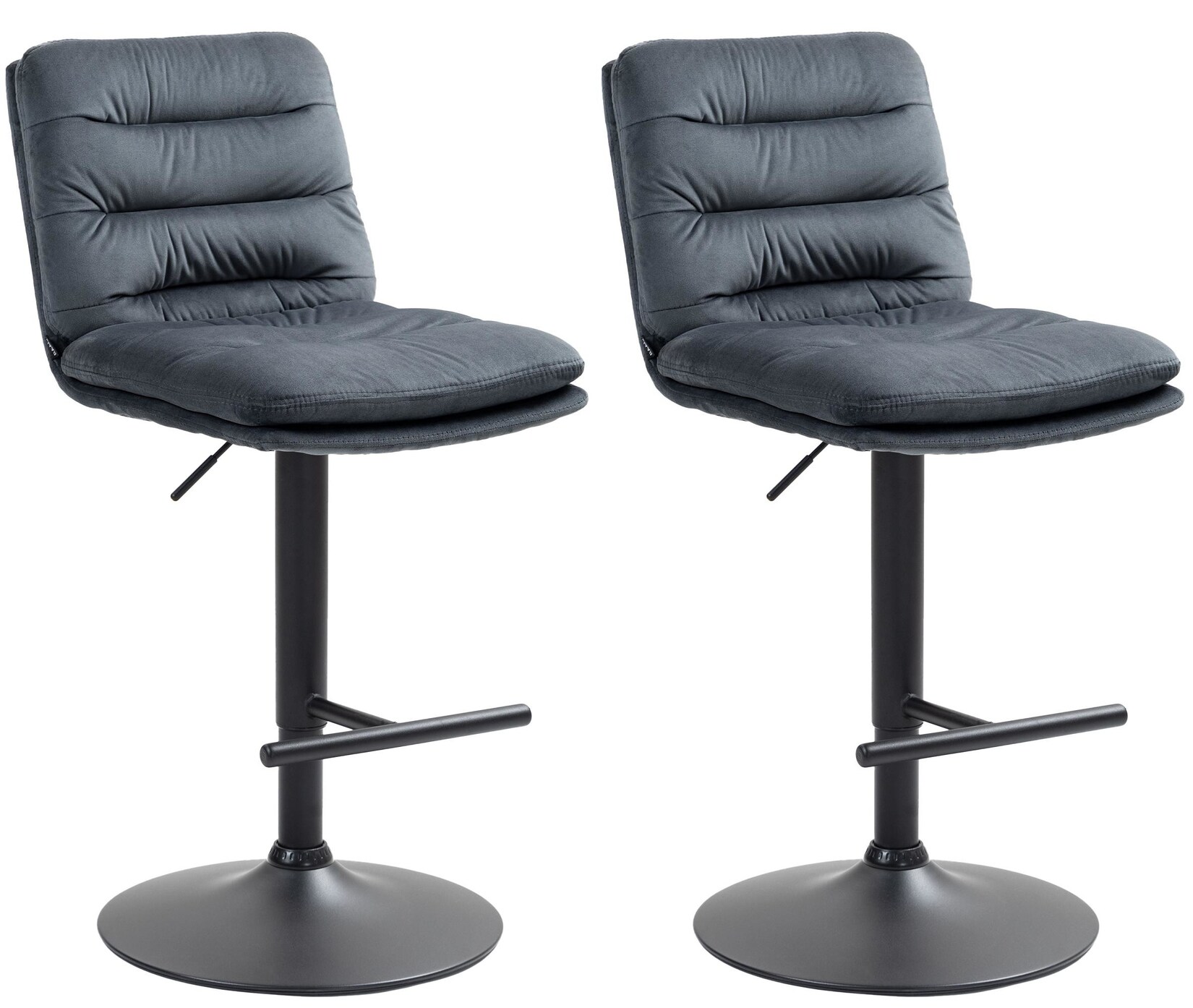 CLP 2er Set Barhocker Damar Samt schwarz Farbe: dunkelgrau, Gestell Farbe: schwarz