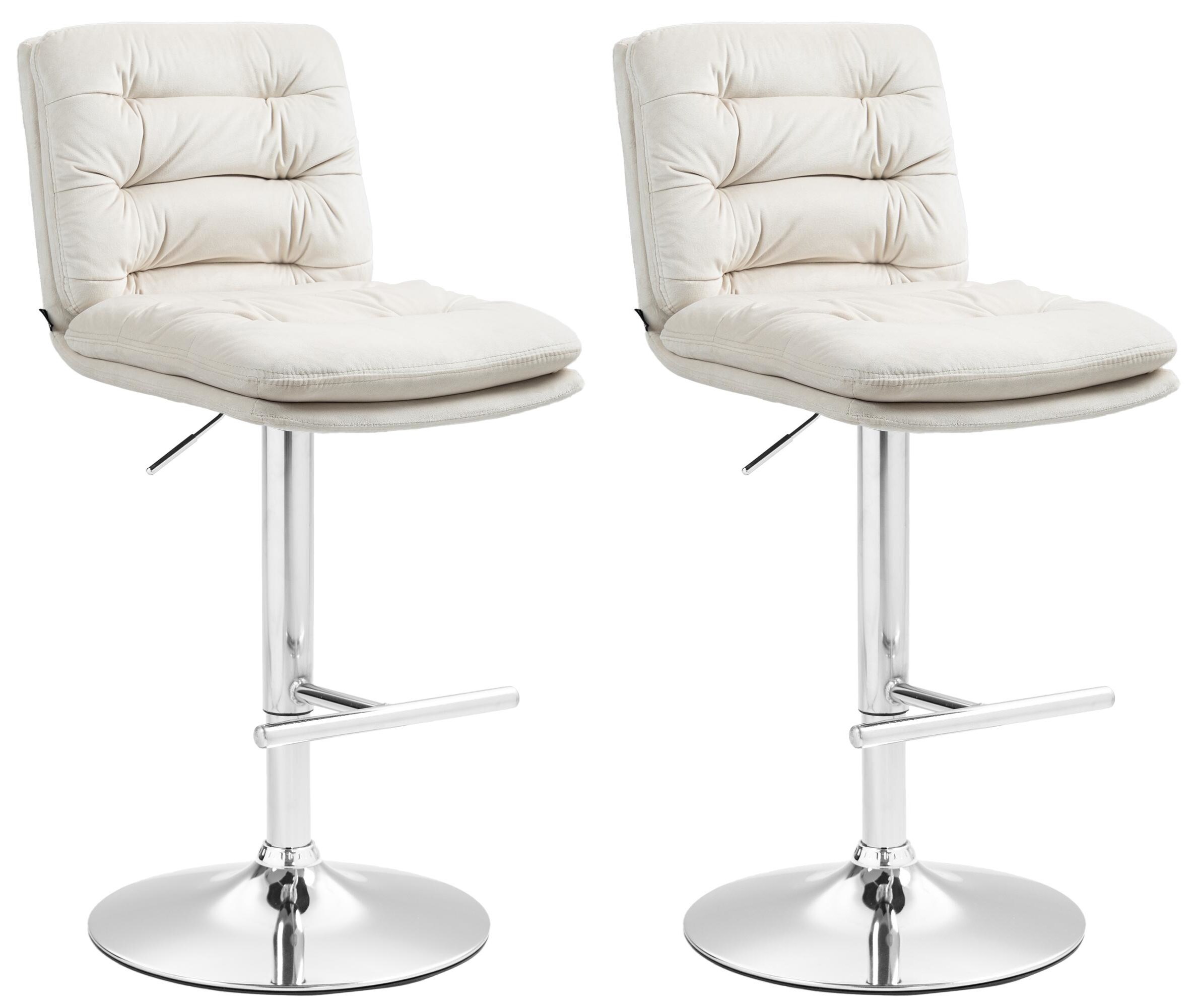 CLP 2er Set Barhocker Damar mit Samtbezug I Barstuhl h&ouml;henverstellbar und drehbar I gepolsterter Tresenhocker mit Fu&szlig;st&uuml;tze und R&uuml;ckenlehne 