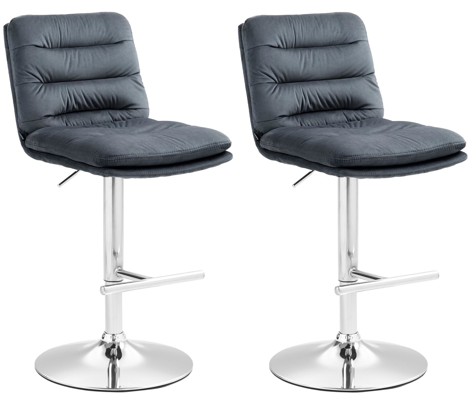 CLP 2er Set Barhocker Damar Samt chrom Farbe: dunkelgrau, Gestell Farbe: chrom