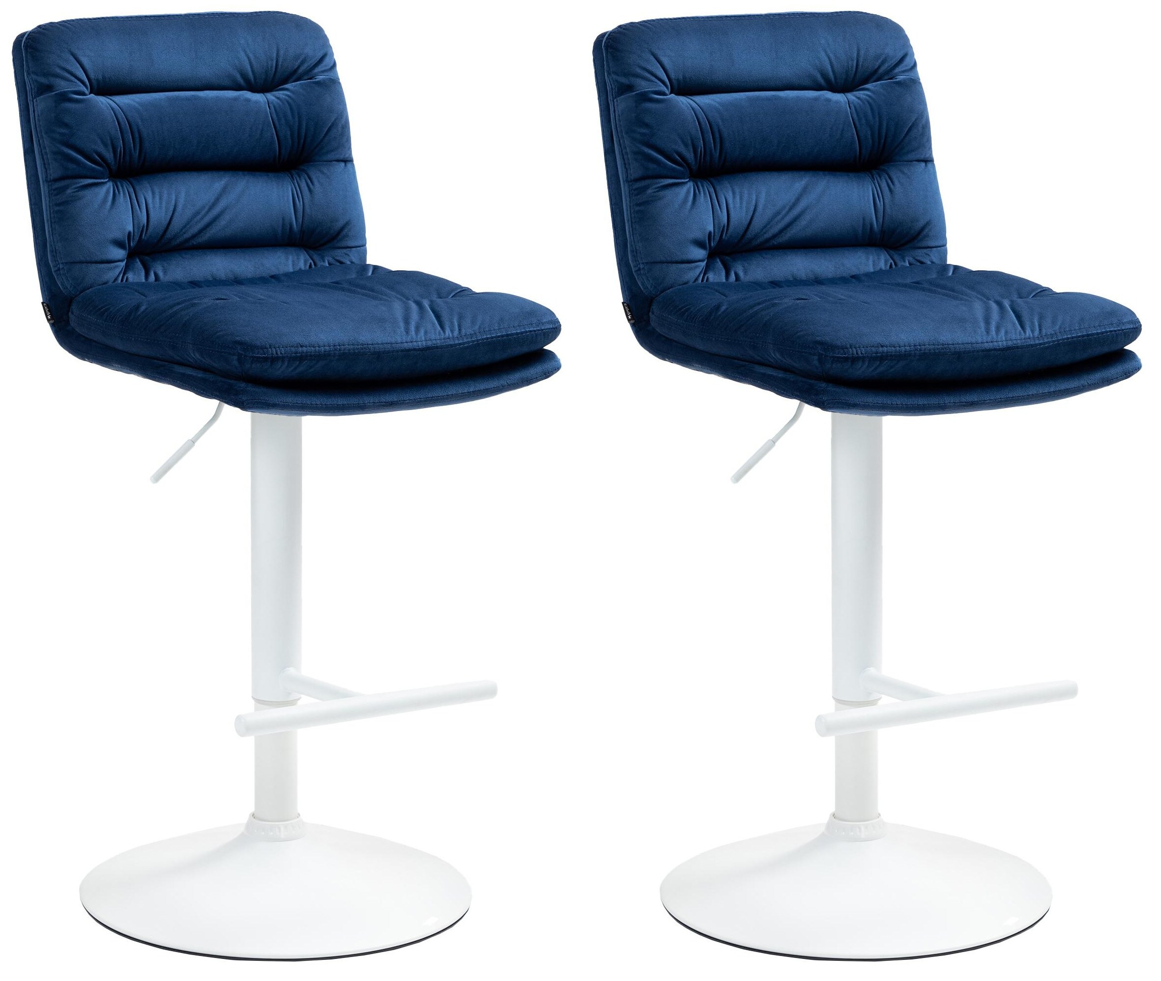 CLP 2er Set Barhocker Damar mit Samtbezug I Barstuhl h&ouml;henverstellbar und drehbar I gepolsterter Tresenhocker mit Fu&szlig;st&uuml;tze und R&uuml;ckenlehne 