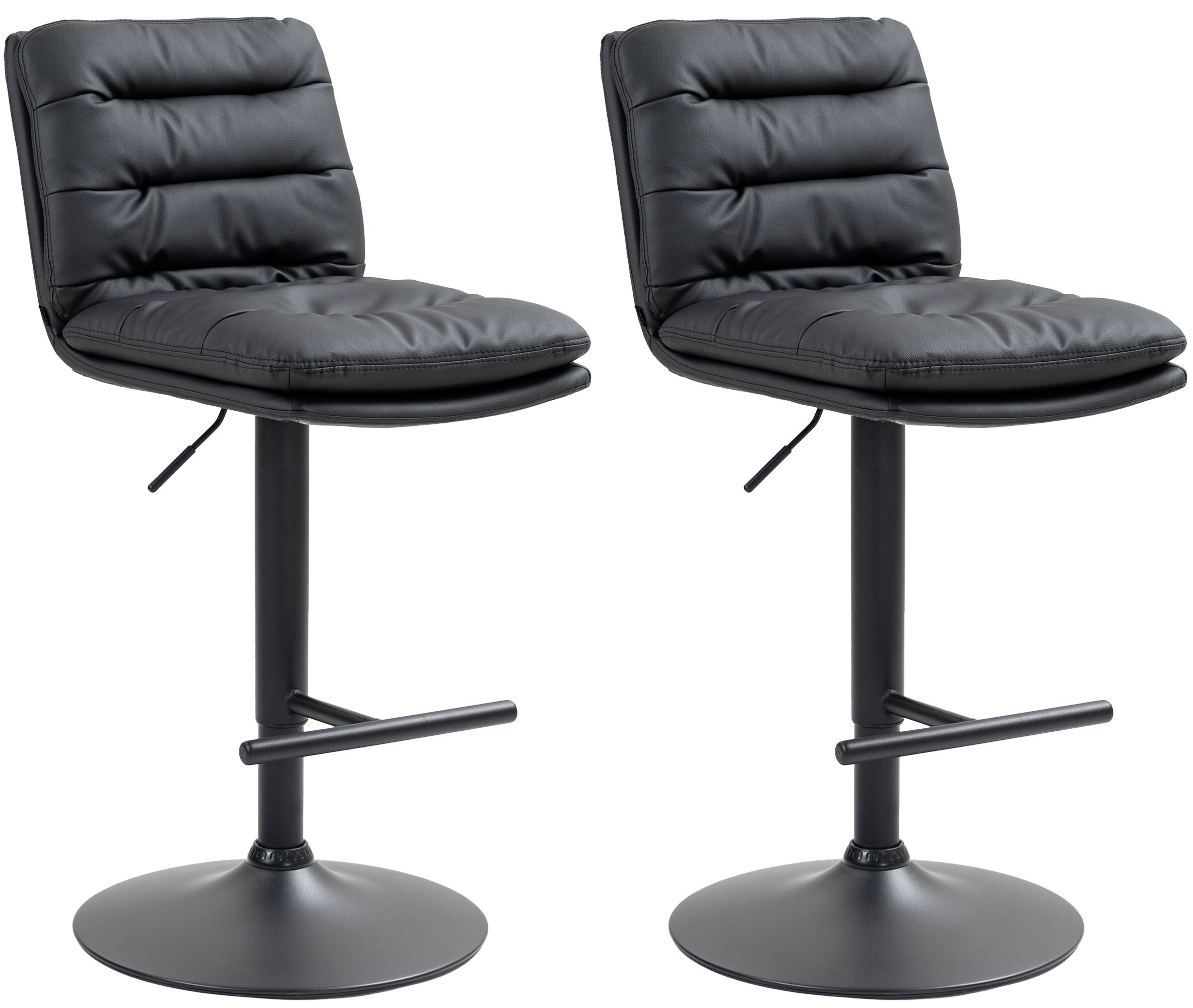 CLP 2er Set Barhocker Damar mit Kunstlederbezug I Barstuhl h&ouml;henverstellbar und drehbar I Tresenhocker mit Fu&szlig;st&uuml;tze und R&uuml;ckenlehne 