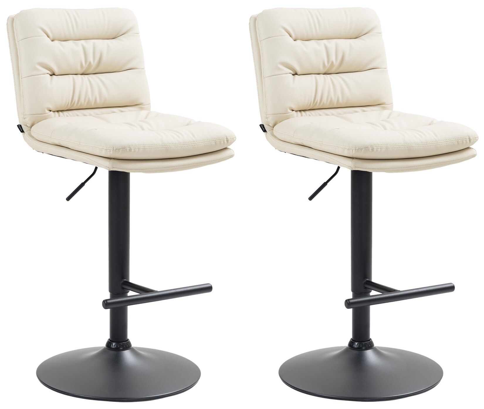 CLP 2er Set Barhocker Damar Kunstleder schwarz Farbe: creme, Gestell Farbe: schwarz