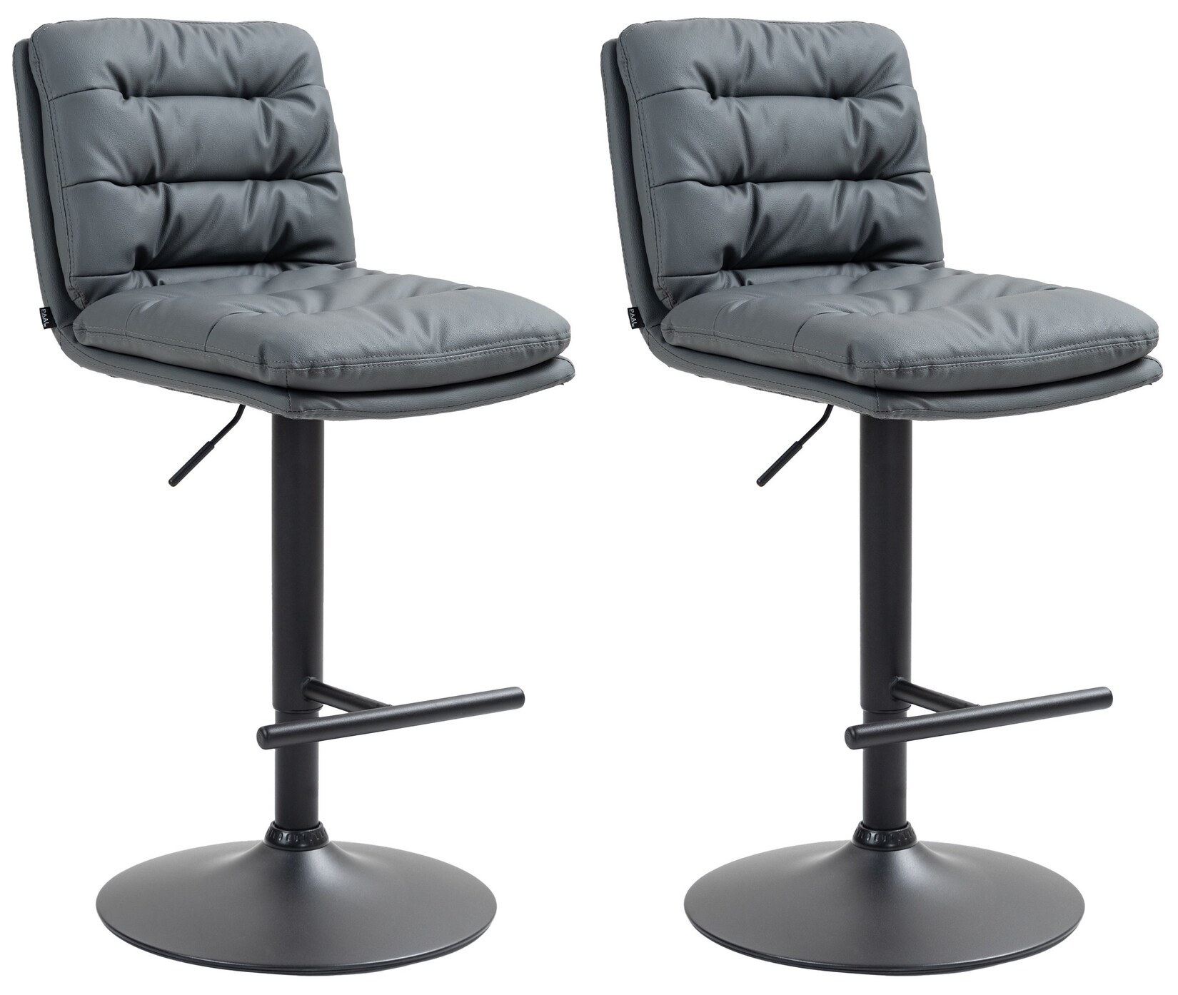 CLP 2er Set Barhocker Damar Kunstleder schwarz Farbe: grau, Gestell Farbe: schwarz
