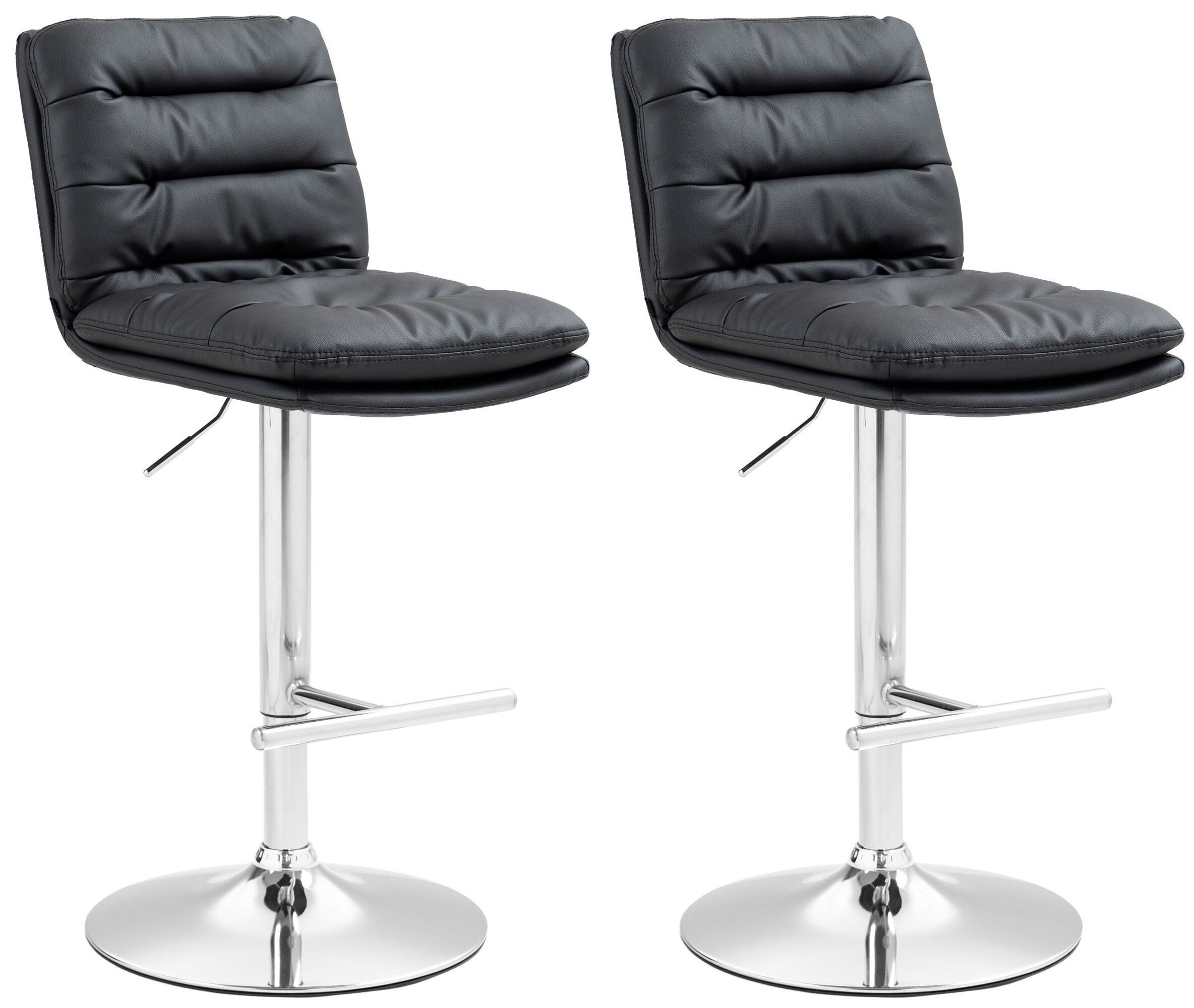 CLP 2er Set Barhocker Damar mit Kunstlederbezug I Barstuhl h&ouml;henverstellbar und drehbar I Tresenhocker mit Fu&szlig;st&uuml;tze und R&uuml;ckenlehne 