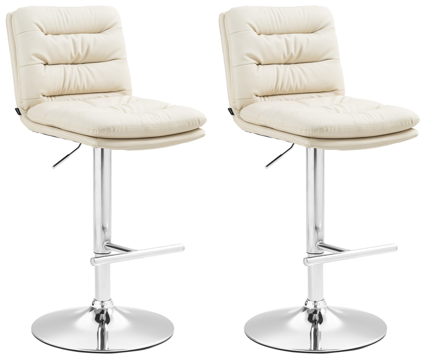 CLP 2er Set Barhocker Damar Kunstleder chrom Farbe: creme, Gestell Farbe: chrom