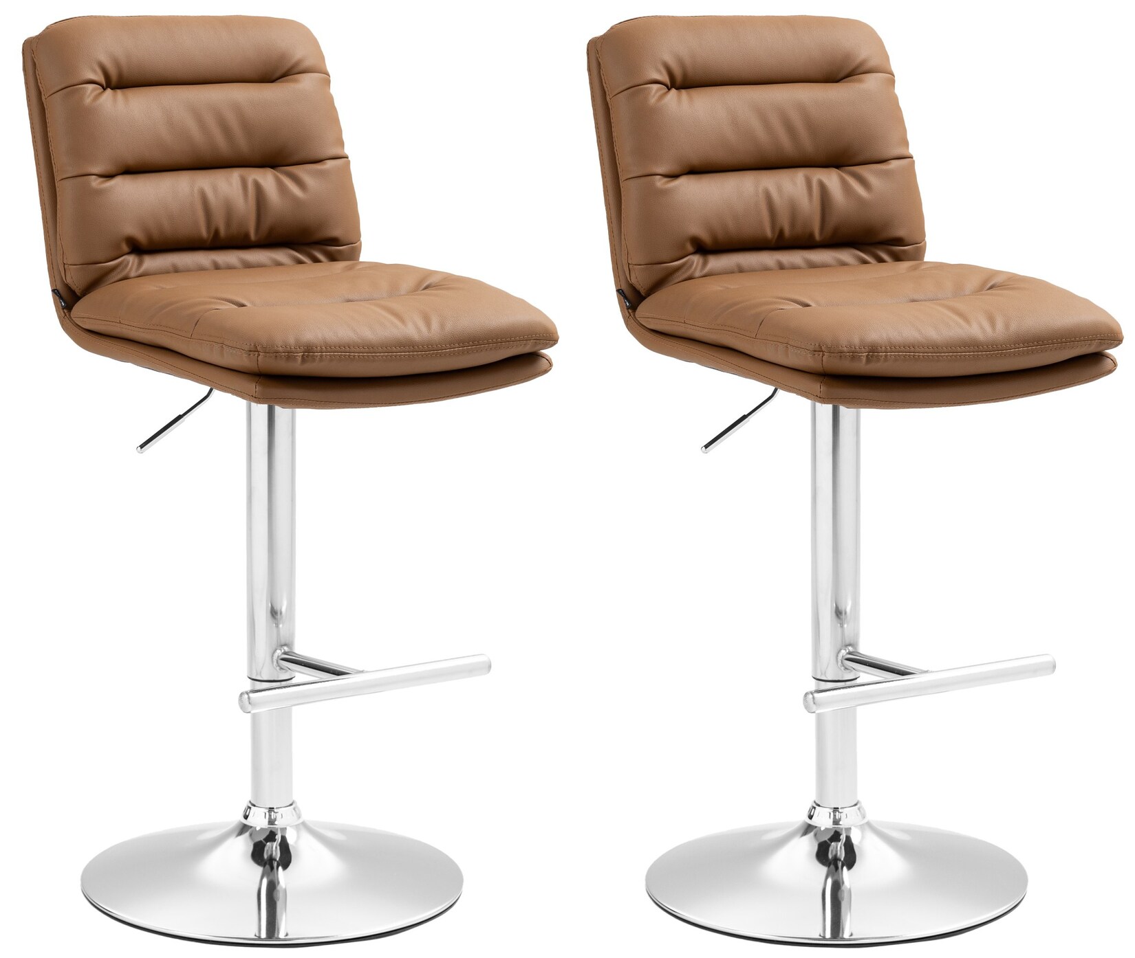 CLP 2er Set Barhocker Damar Kunstleder chrom Farbe: hellbraun, Gestell Farbe: chrom
