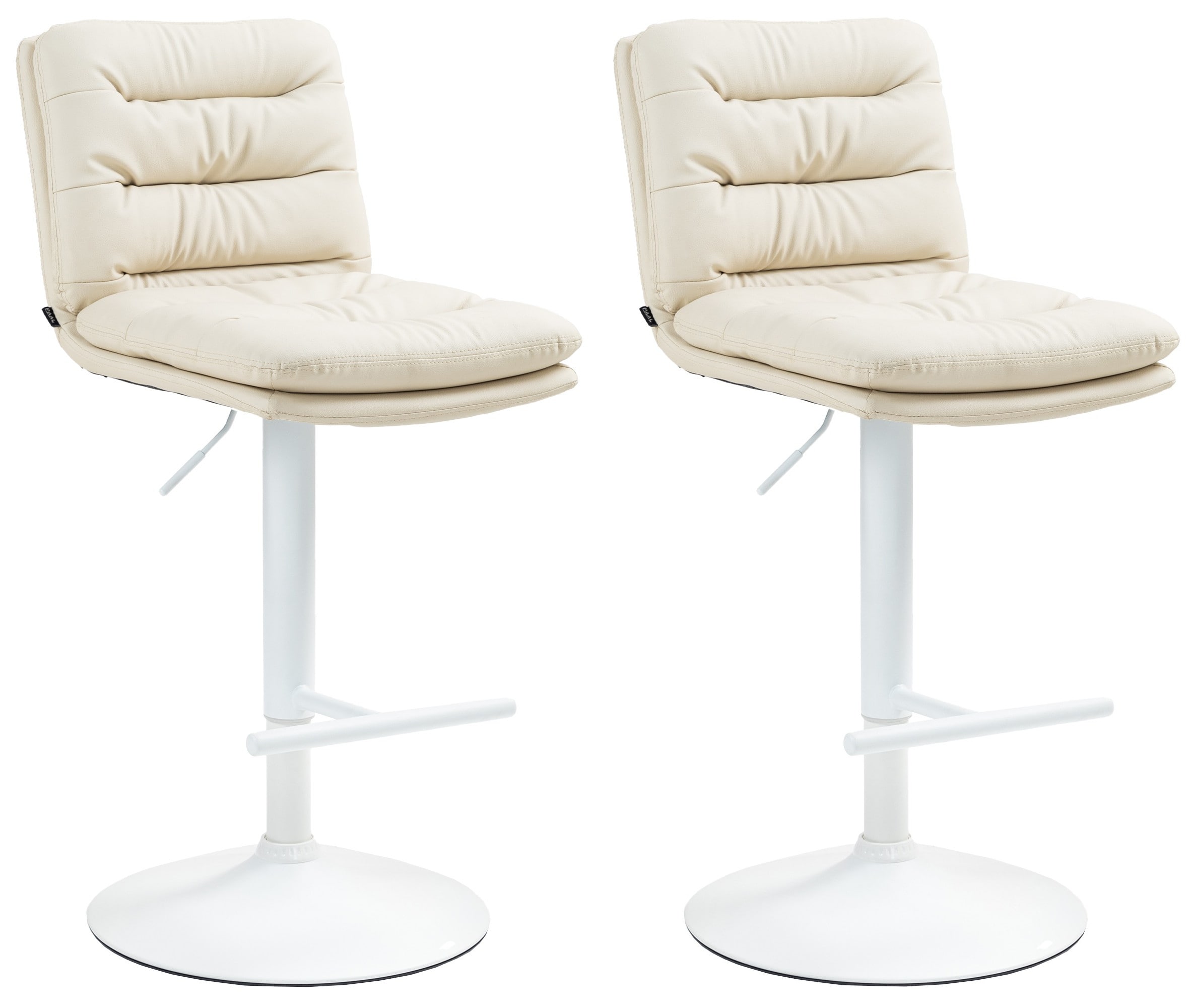 CLP 2er Set Barhocker Damar mit Kunstlederbezug I Barstuhl h&ouml;henverstellbar und drehbar I Tresenhocker mit Fu&szlig;st&uuml;tze und R&uuml;ckenlehne 