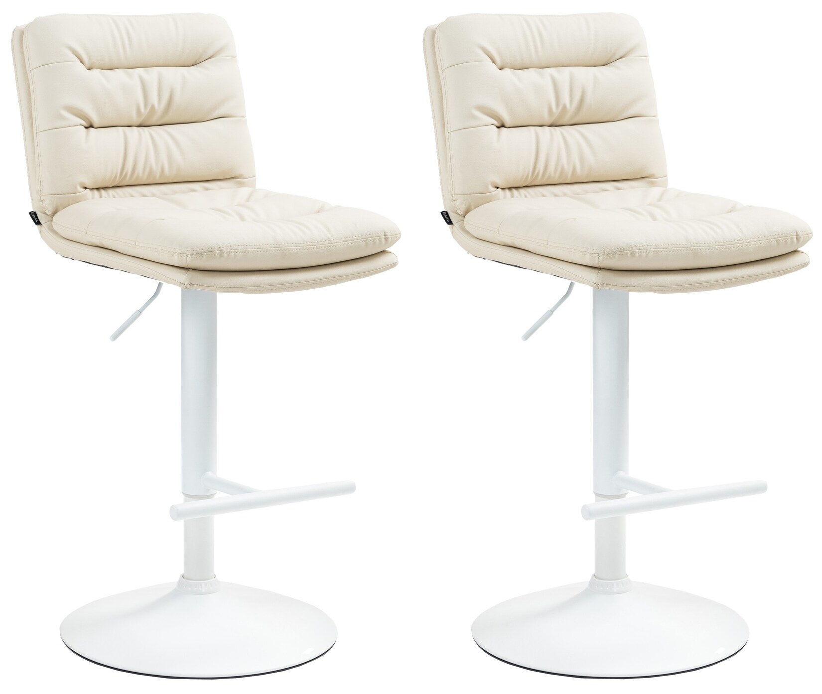CLP 2er Set Barhocker Damar Kunstleder weiß Farbe: creme, Gestell Farbe: weiß