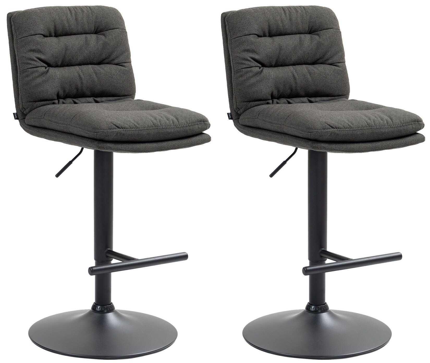 CLP 2er Set Barhocker Damar Stoff schwarz Farbe: dunkelgrau, Gestell Farbe: schwarz