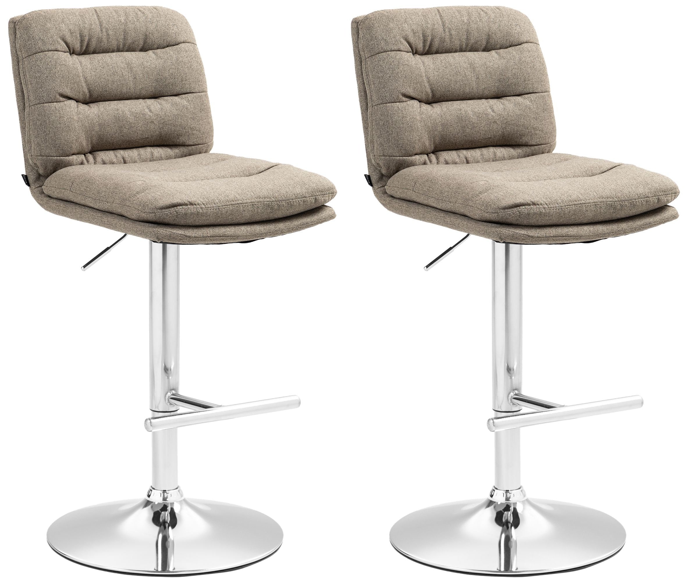 CLP 2er Set Barhocker Damar mit Stoffbezug I Barstuhl h&ouml;henverstellbar und drehbar I Tresenhocker mit Fu&szlig;st&uuml;tze und R&uuml;ckenlehne 