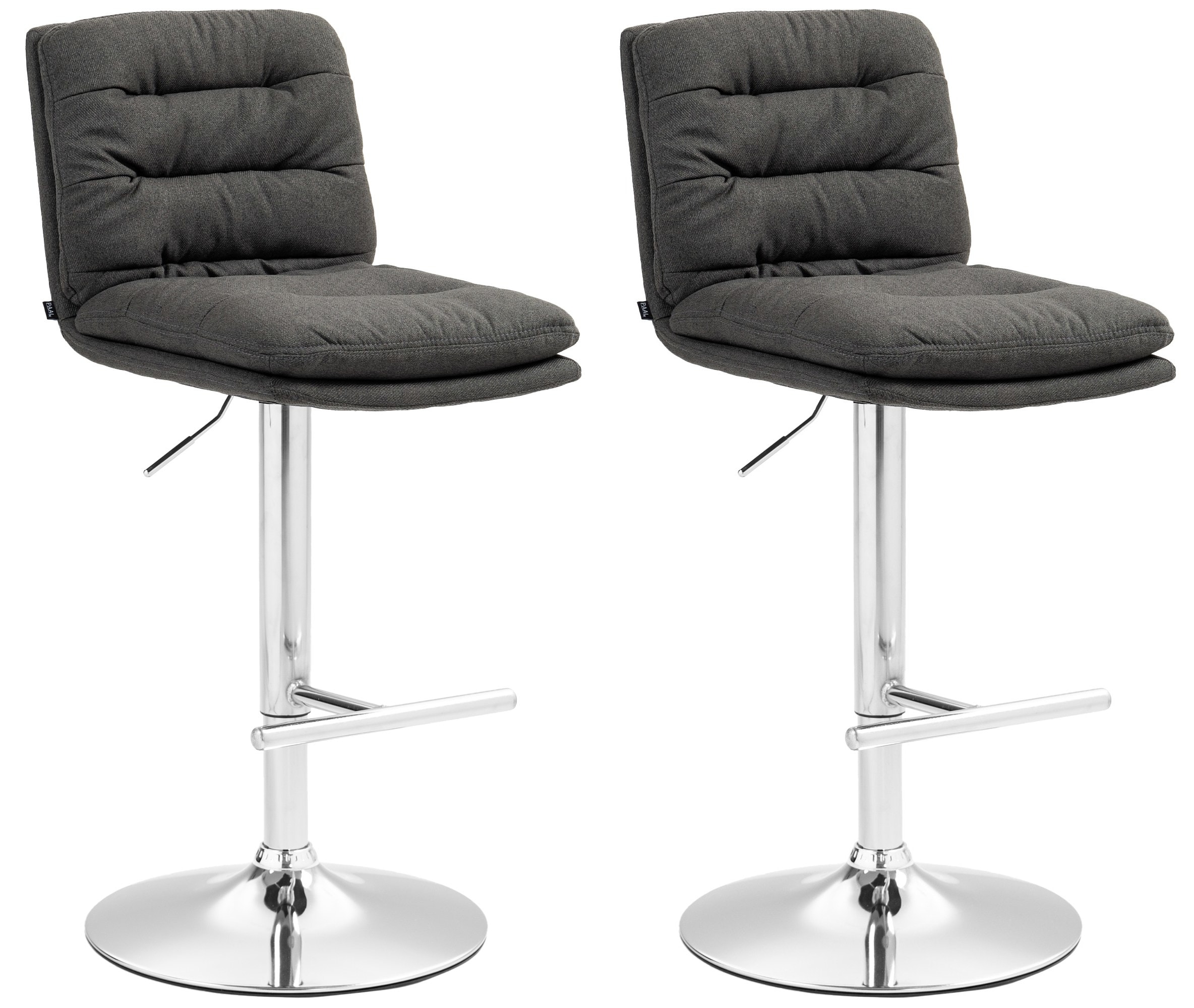 CLP 2er Set Barhocker Damar mit Stoffbezug I Barstuhl h&ouml;henverstellbar und drehbar I Tresenhocker mit Fu&szlig;st&uuml;tze und R&uuml;ckenlehne 