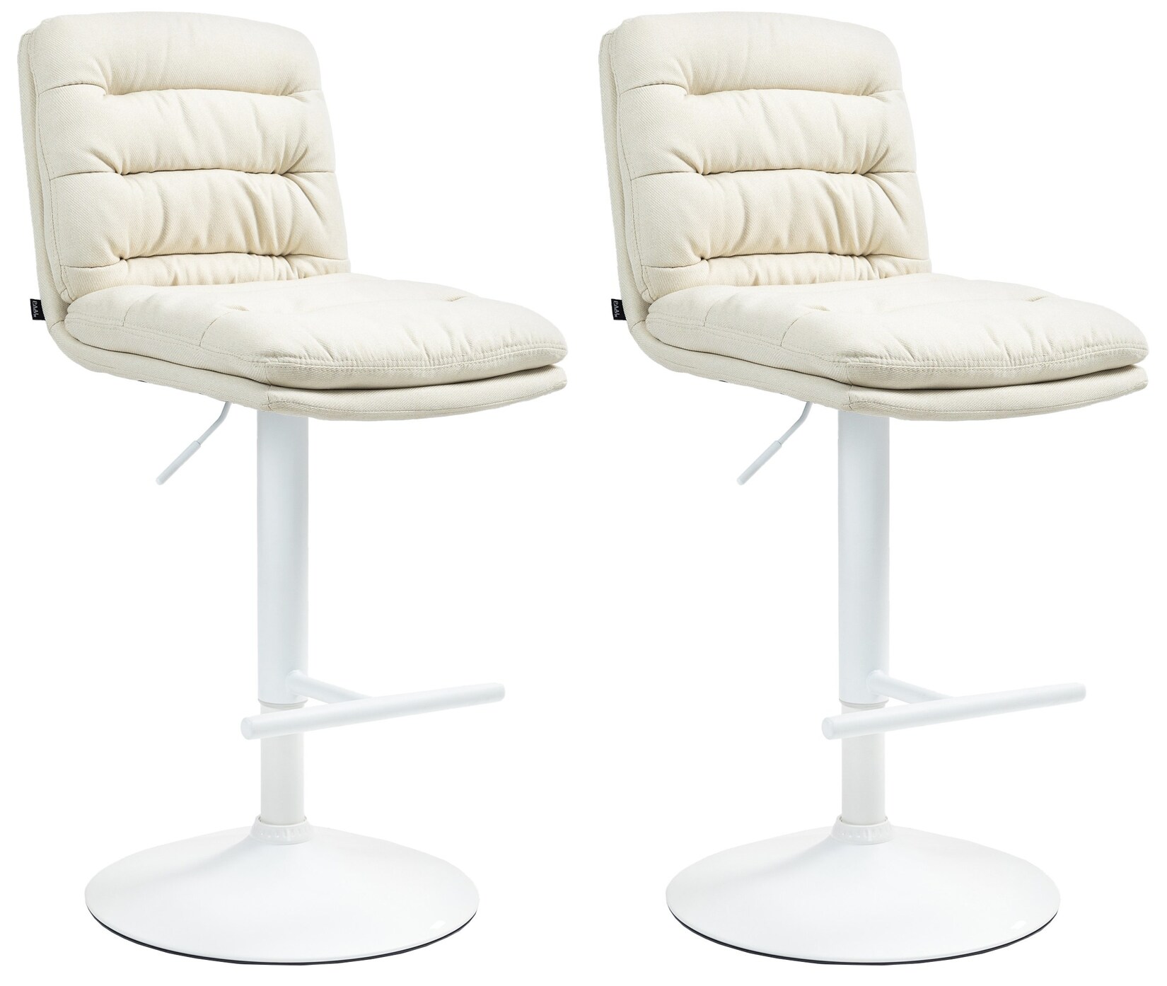 CLP 2er Set Barhocker Damar Stoff weiß Farbe: creme, Gestell Farbe: weiß