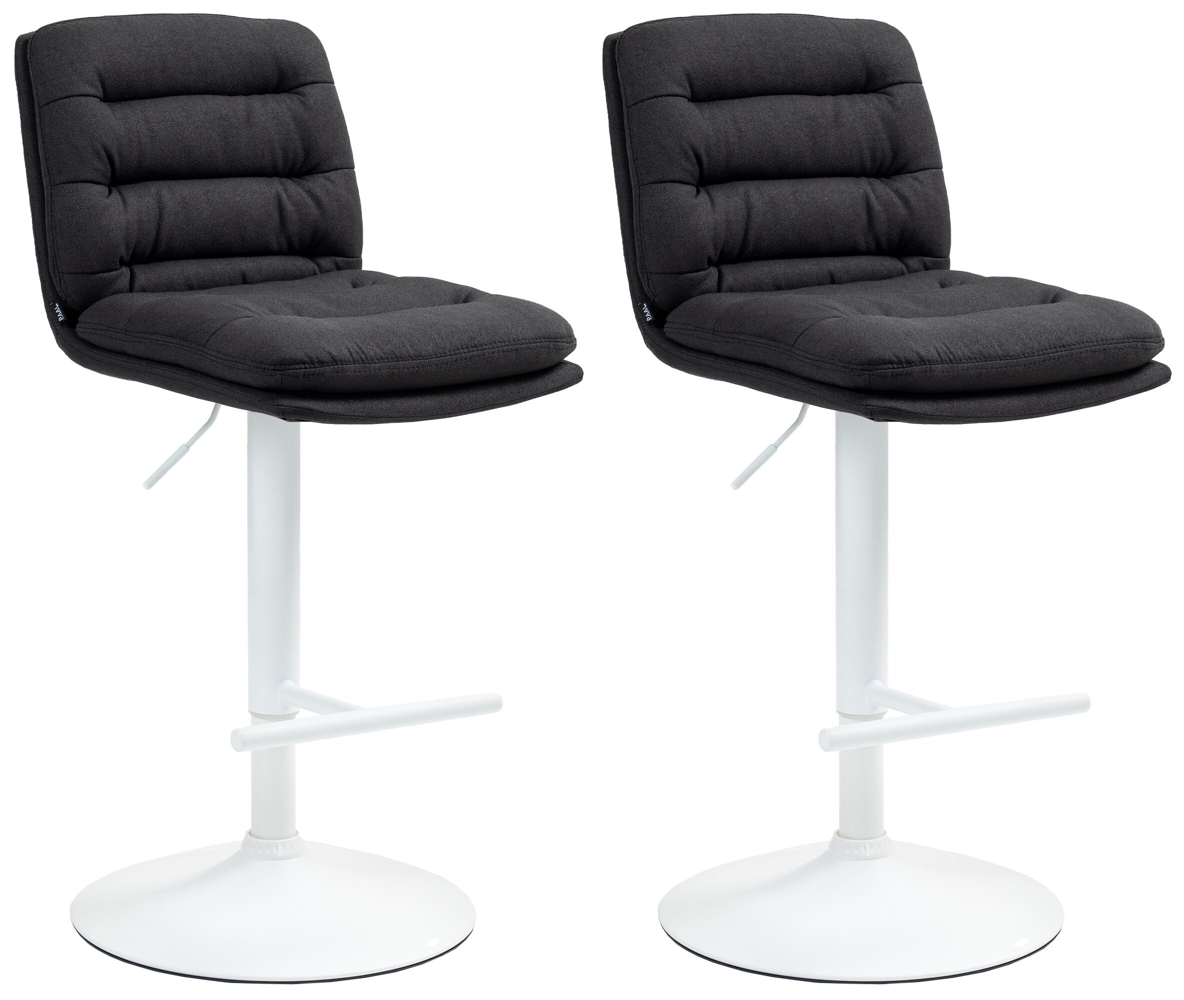 CLP 2er Set Barhocker Damar mit Stoffbezug I Barstuhl h&ouml;henverstellbar und drehbar I Tresenhocker mit Fu&szlig;st&uuml;tze und R&uuml;ckenlehne 