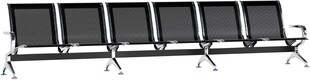 CLP 6er Wartebank Airport I Sitzbank für 6 Personen, Robuste Wartestühle mit Metallgestell in Chrom-Optik, mit Rückenlehne 