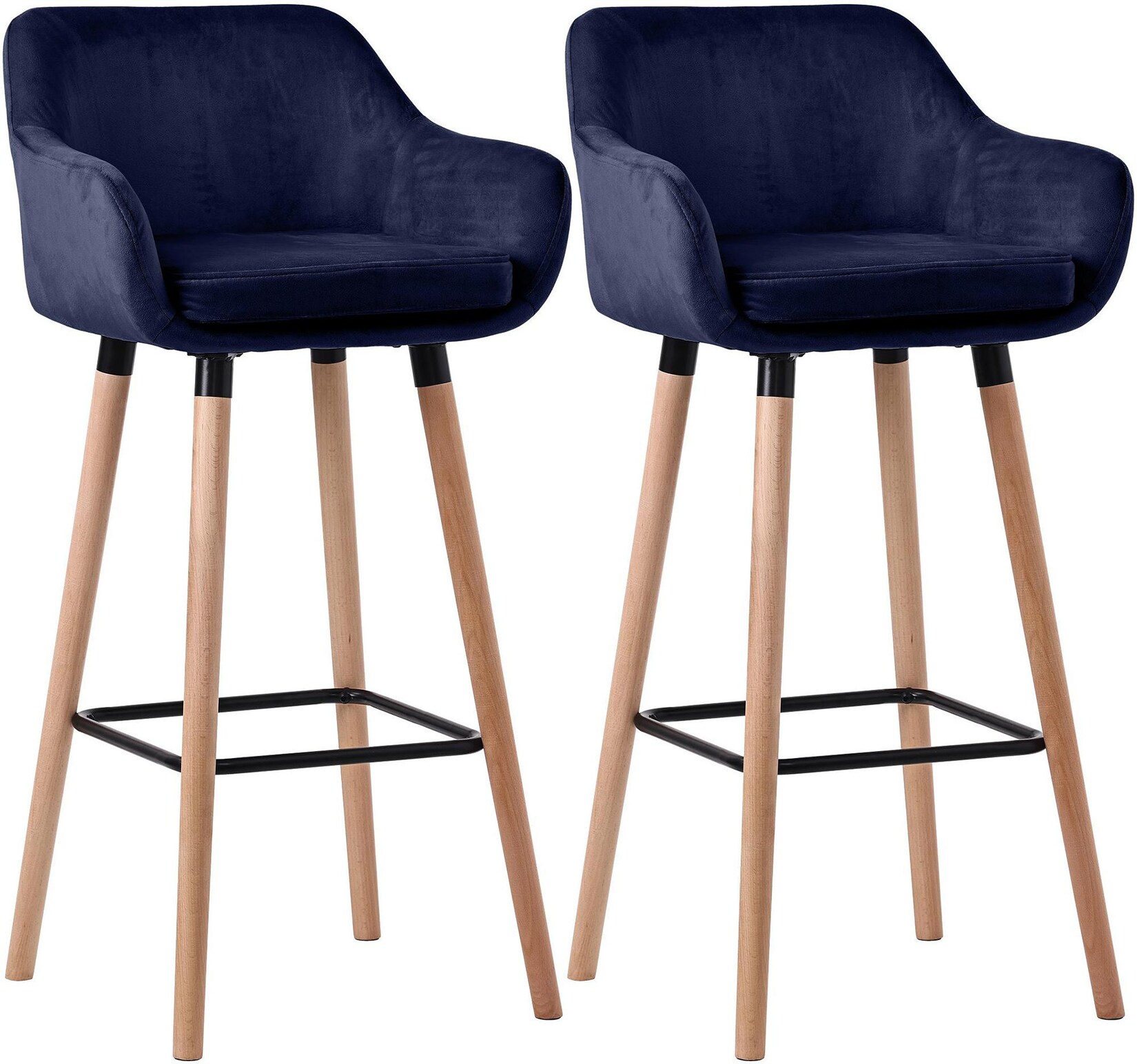 CLP 2er Set Barhocker Grant Samt Farbe: dunkelblau