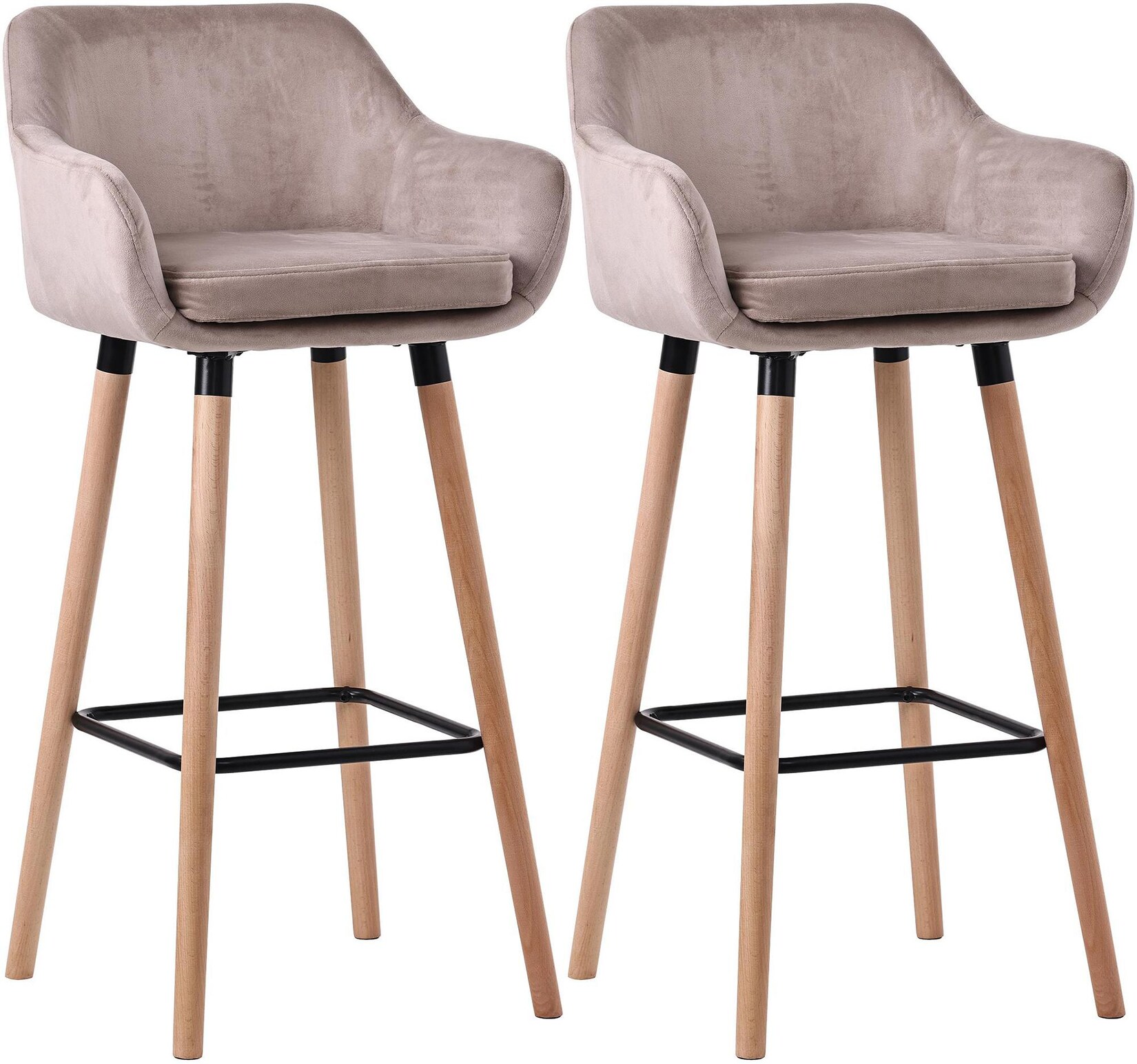 CLP 2er Set Barhocker Grant Samt Farbe: hellgrau