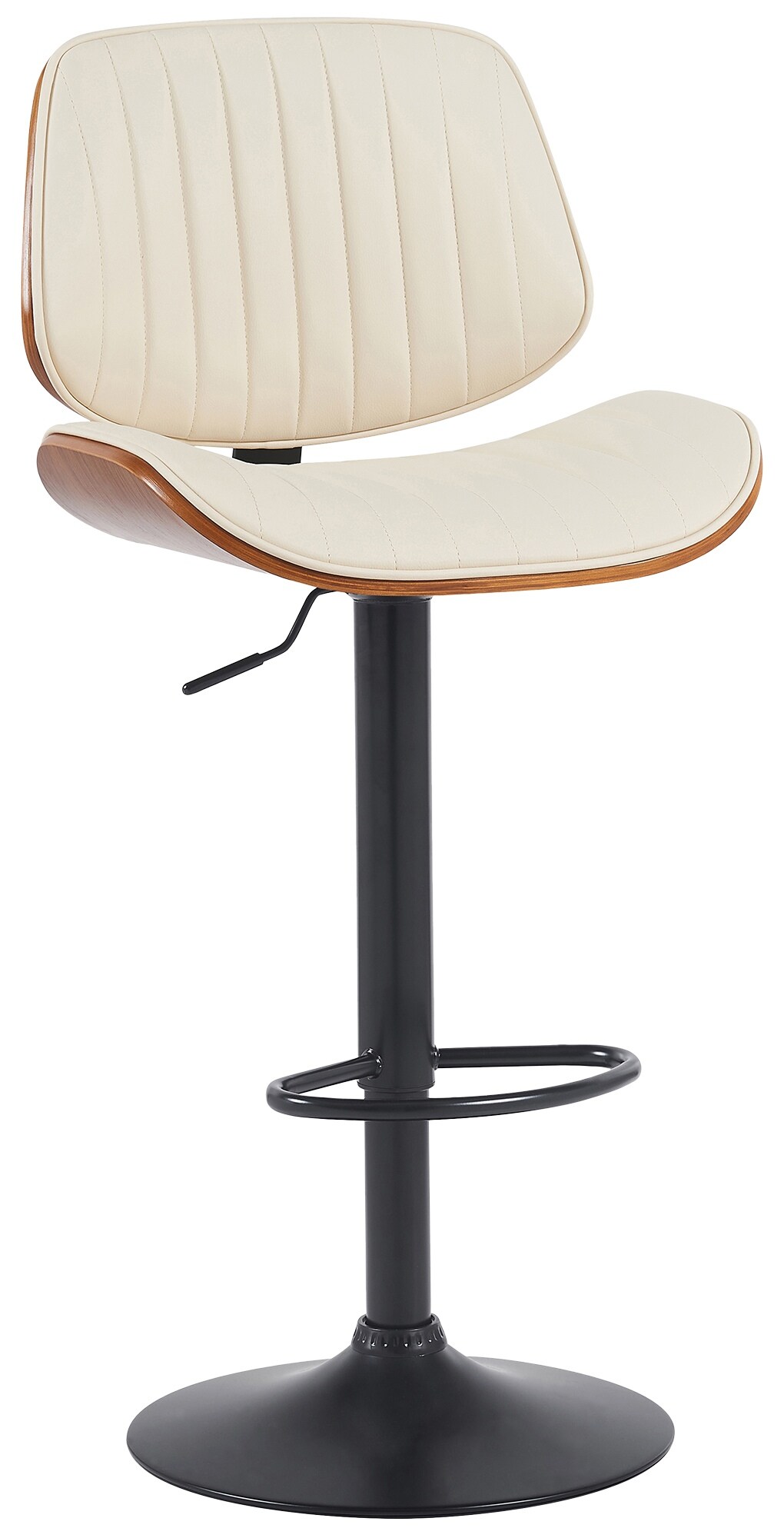 CLP Barhocker Clawson Kunstlederbezug I Barstuhl mit Bugholzrahmen h&ouml;henverstellbar und drehbar I mit R&uuml;ckenlehne und Fu&szlig;st&uuml;tze 