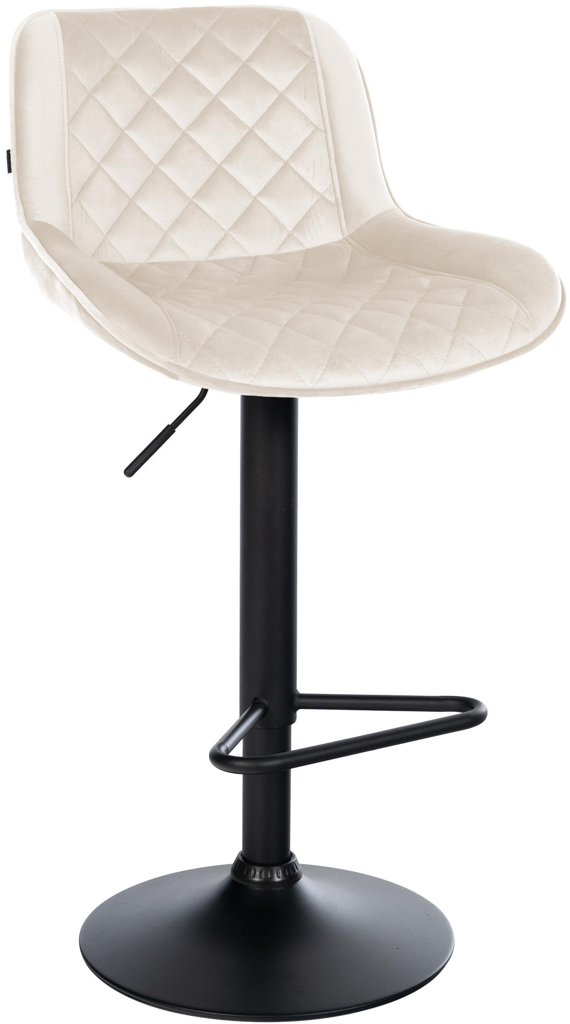 CLP Barhocker h&ouml;henverstellbar, Barstuhl Kasson drehbar mit R&uuml;ckenlehne, modern mit Fu&szlig;ablage und gepolsterter Sitz, schwarz Gestell 