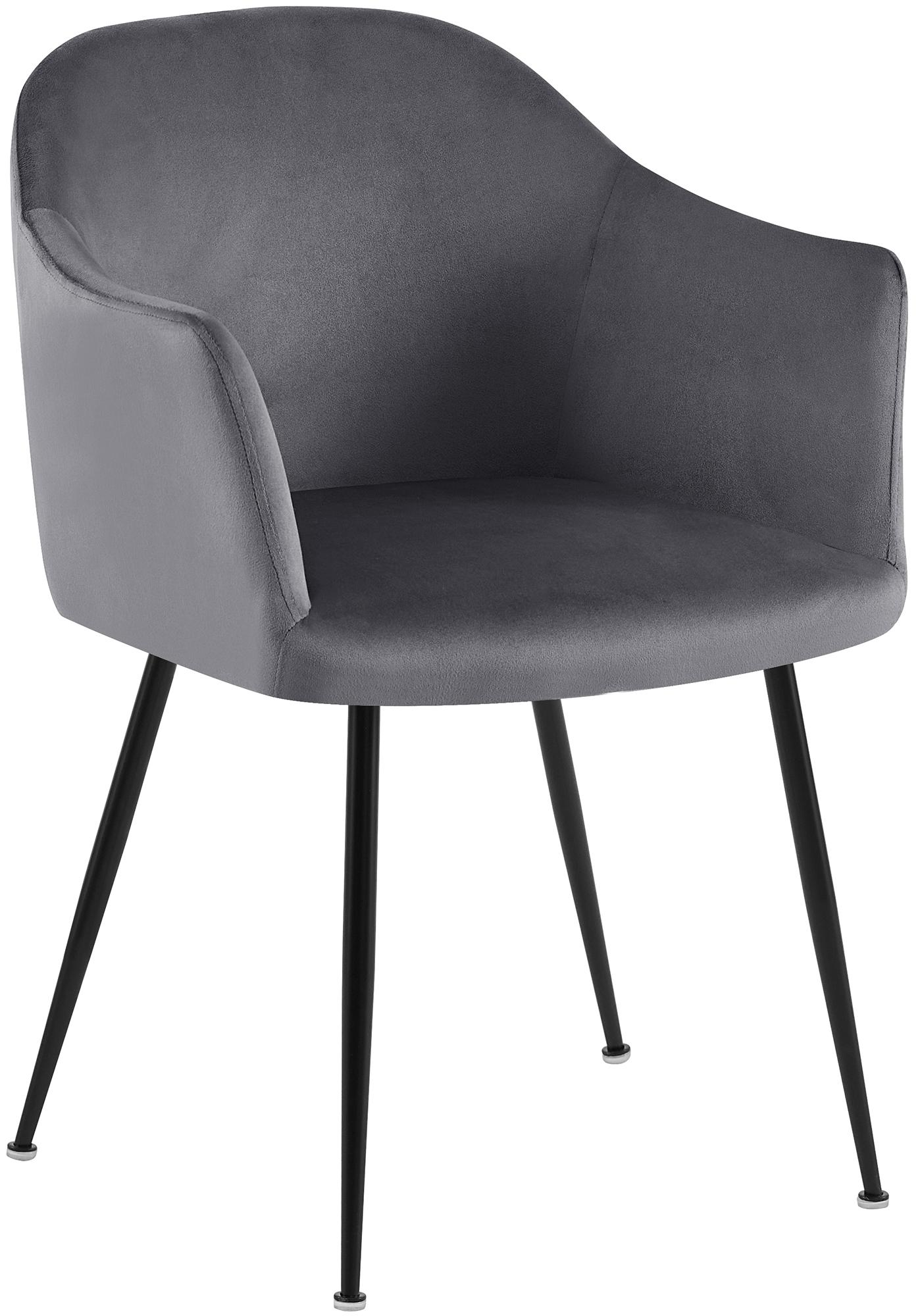 CLP Esszimmerstuhl Jaysie I Polstersessel mit Samtbezug I K&uuml;chenstuhl mit Lehnen und schwarzem Metallgestell 
