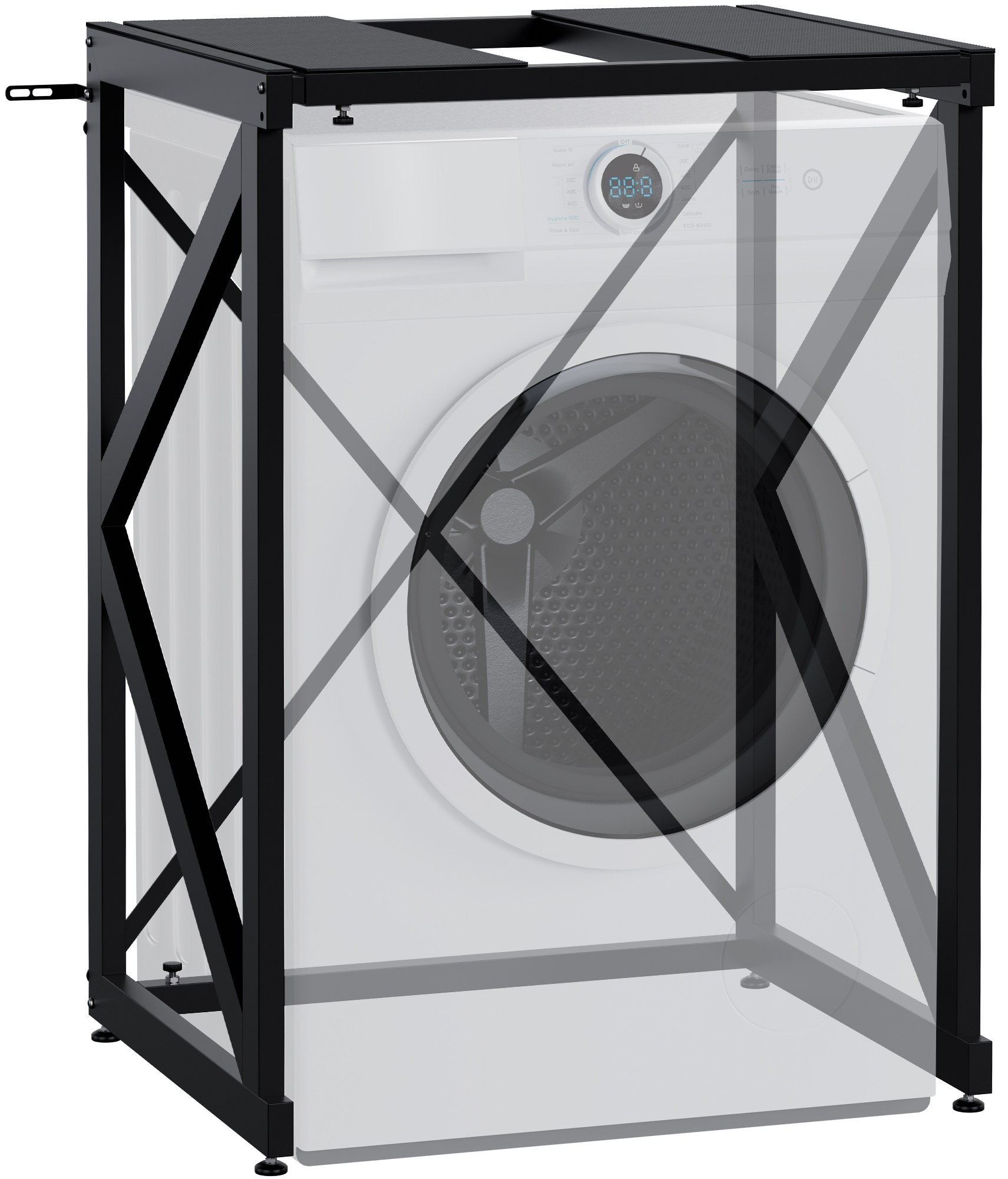 CLP Waschmaschinenregal Caleb I Waschturm f&uuml;r bis zu zwei Haushaltsger&auml;te I Waschmaschinen&uuml;berbau aus Stahl I W&auml;schetrocknerst&auml;nder 