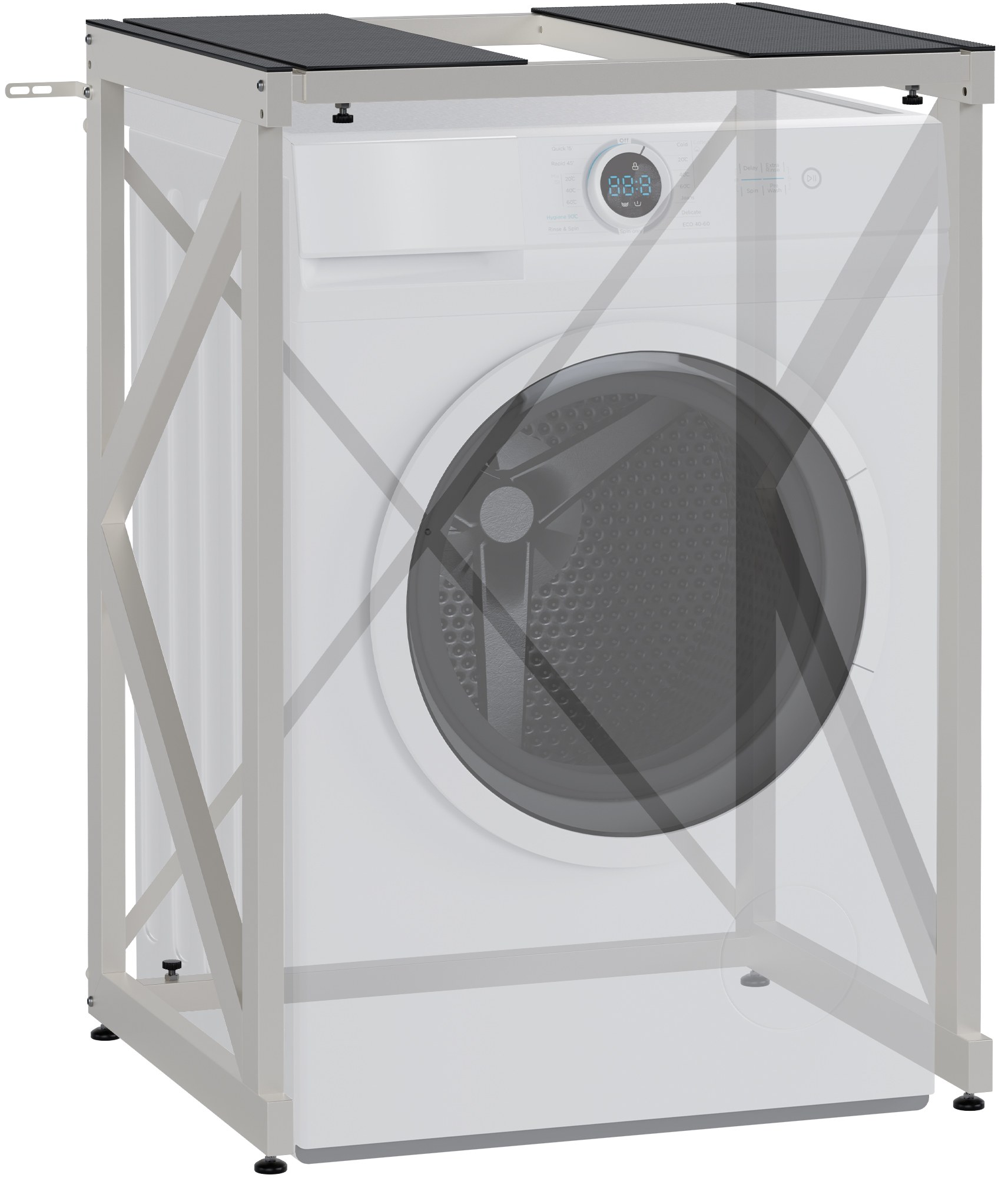 CLP Waschmaschinenregal Caleb I Waschturm f&uuml;r bis zu zwei Haushaltsger&auml;te I Waschmaschinen&uuml;berbau aus Stahl I W&auml;schetrocknerst&auml;nder 