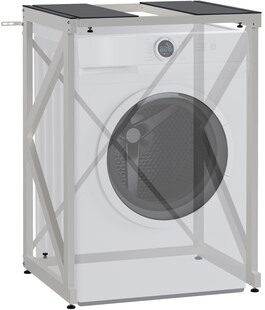 CLP Waschmaschinenregal Caleb I Waschturm für bis zu zwei Haushaltsgeräte I Waschmaschinenüberbau aus Stahl I Wäschetrocknerständer 