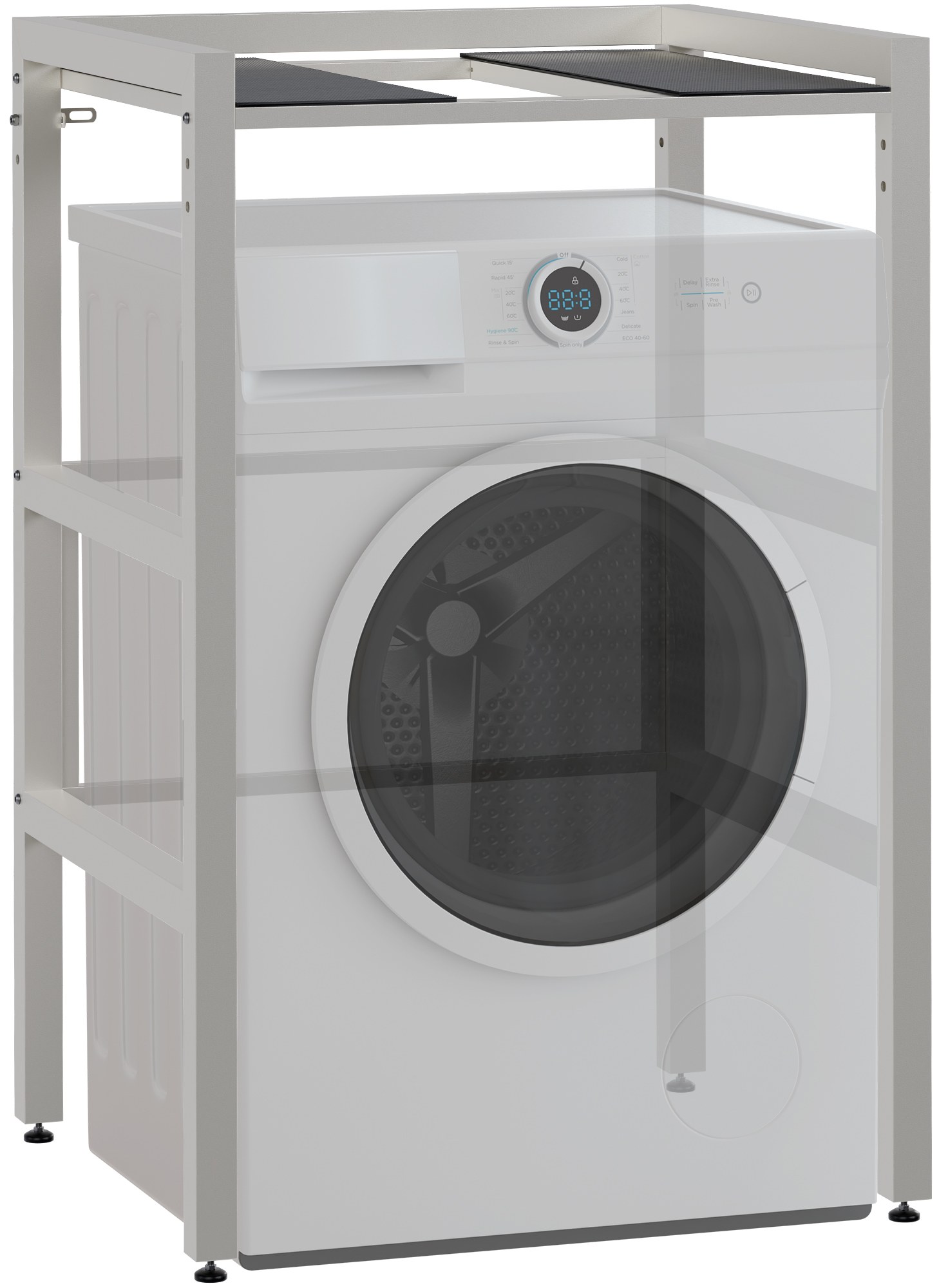 CLP Waschmaschinenregal Gannet | Waschturm mit Platz f&uuml;r zwei Haushaltsger&auml;te | W&auml;schetrocknerst&auml;nder aus Metall I Waschmaschinen&uuml;berbau 
