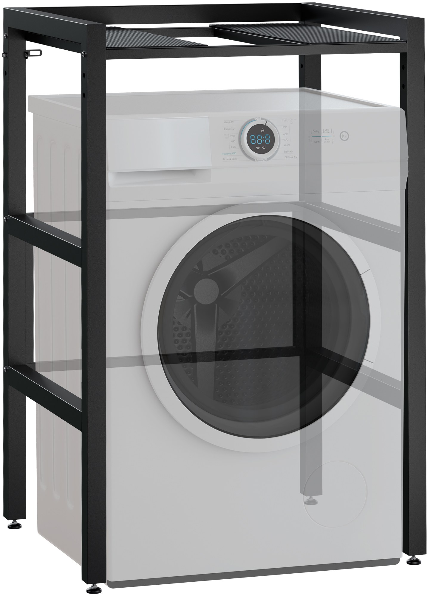 CLP Waschmaschinenregal Gannet | Waschturm mit Platz f&uuml;r zwei Haushaltsger&auml;te | W&auml;schetrocknerst&auml;nder aus Metall I Waschmaschinen&uuml;berbau 