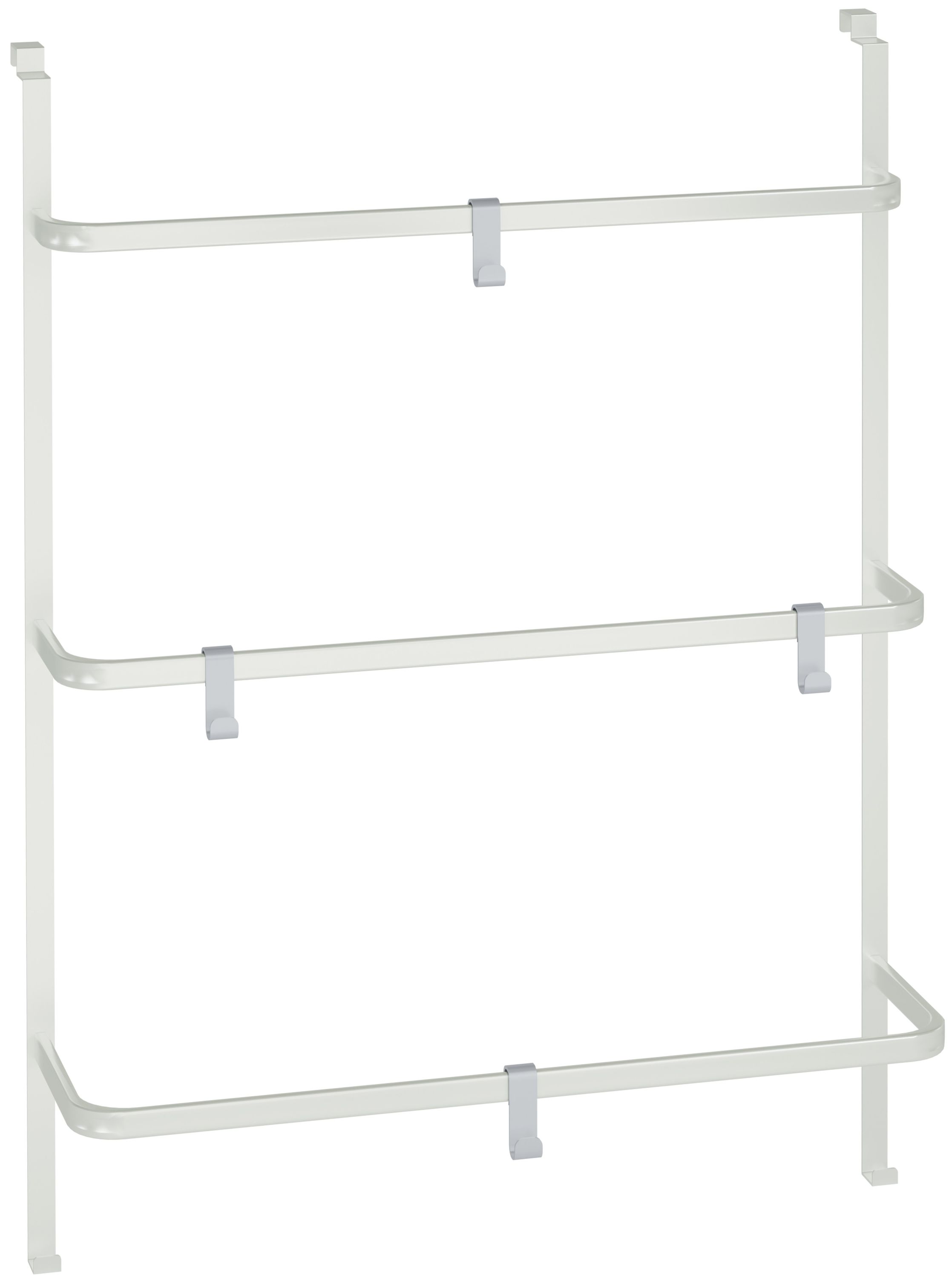 CLP Handtuchhalter Lenexa zum Einh&auml;ngen I T&uuml;r-H&auml;ngeregal ohne Bohren I Badetuchhalter dreistufig mit vier Haken I aus Metall 