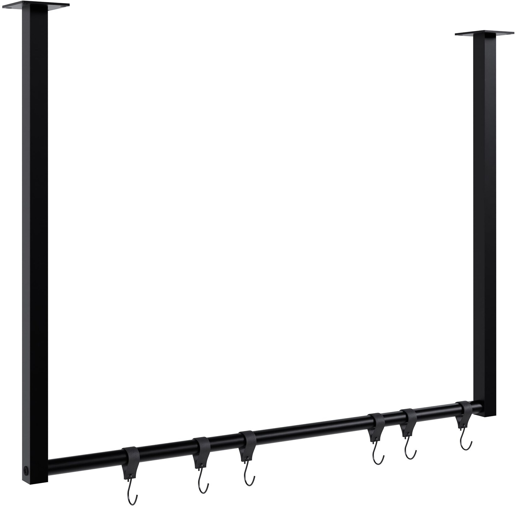 CLP Kleiderstange Fenton mit 6 Kleiderhaken I Kleiderständer für Deckenmontage I Garderobenstange aus Metall